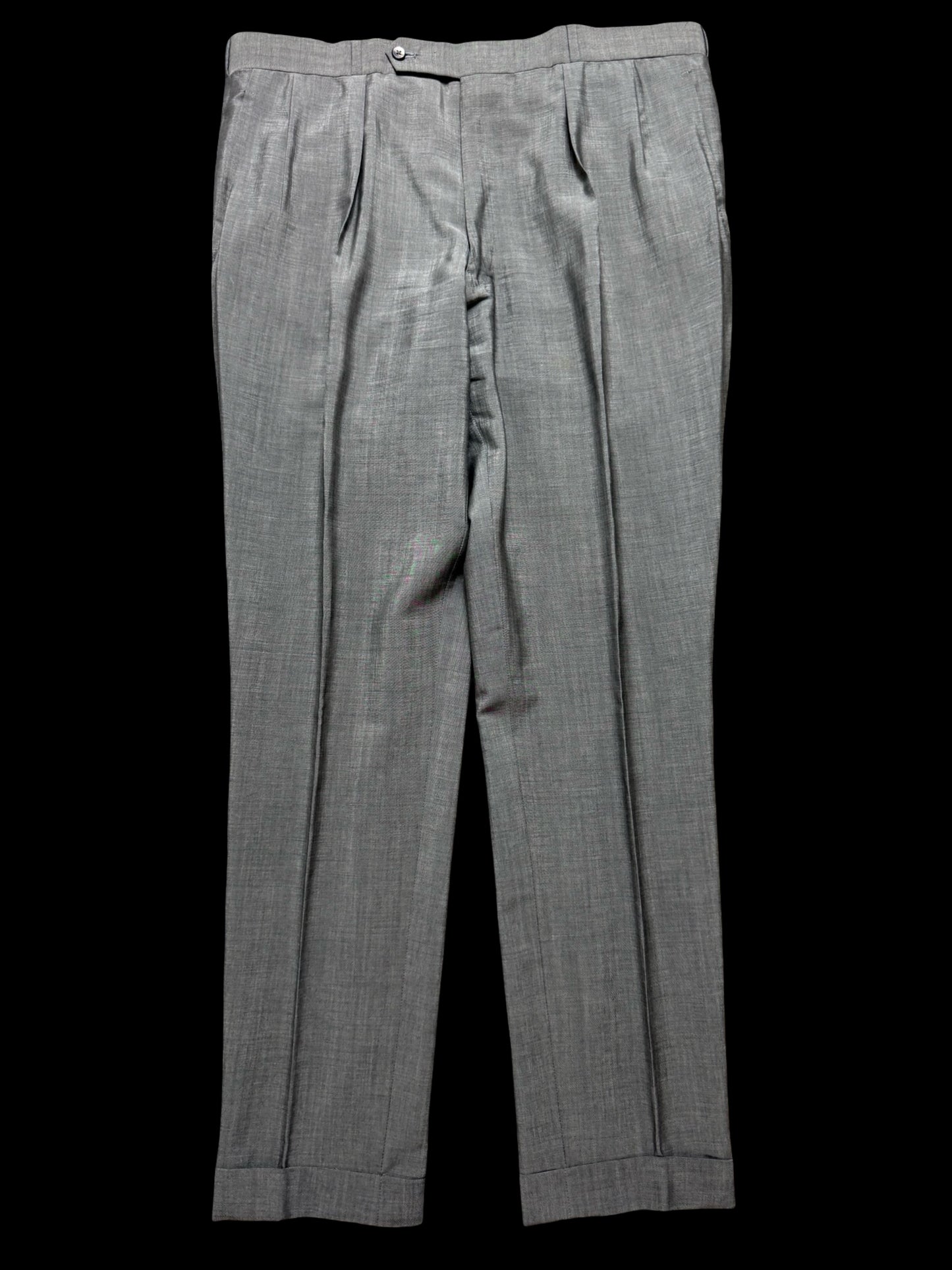 Savile Row Gieves Hawkes Sharkskin Grey Suit 42L /W38L Tropical Wool Full Canvas