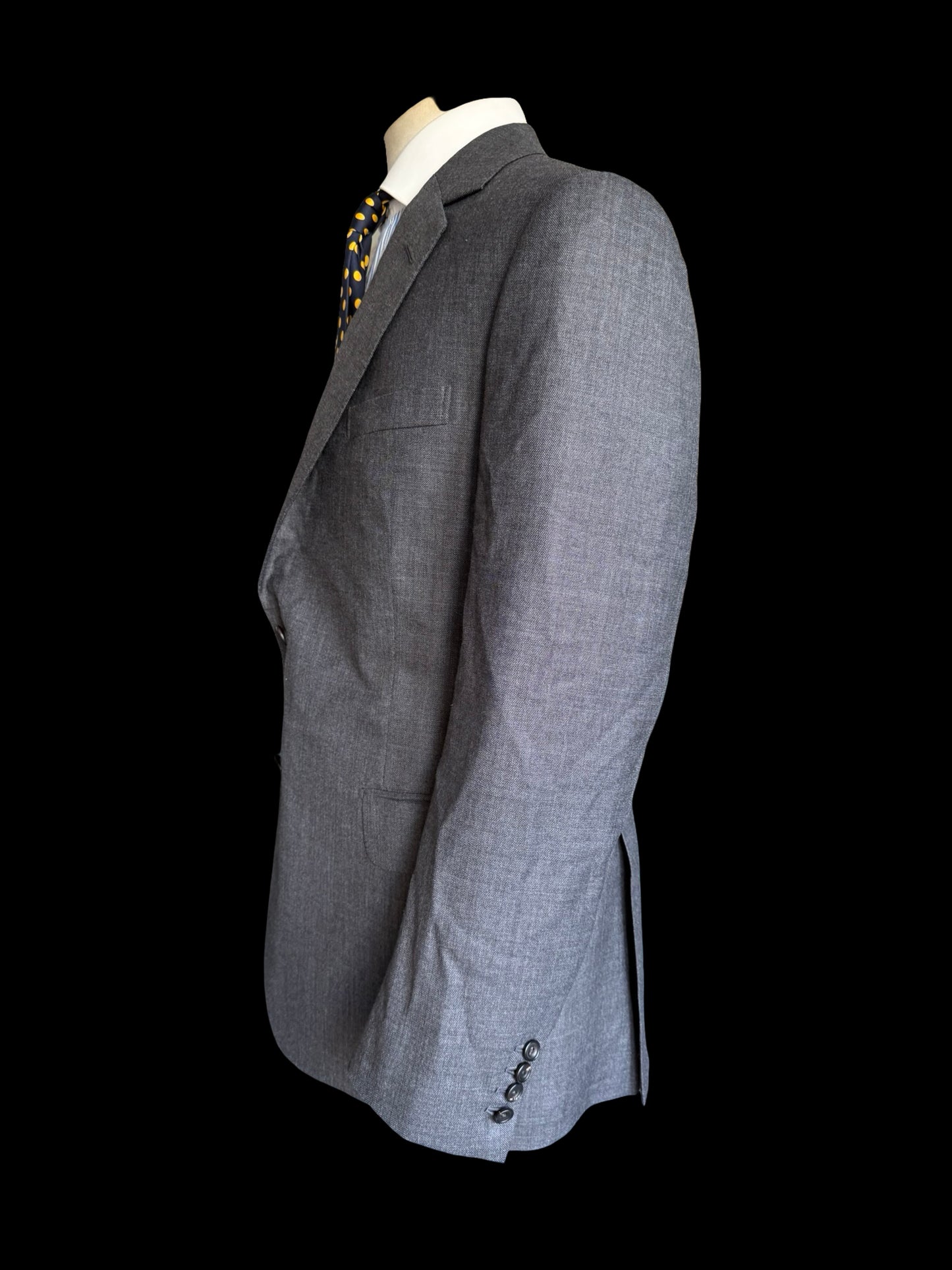 Bespoke Kent & Haste Savile Row Grey Sharkskin Suit Blazer Jacket 40L