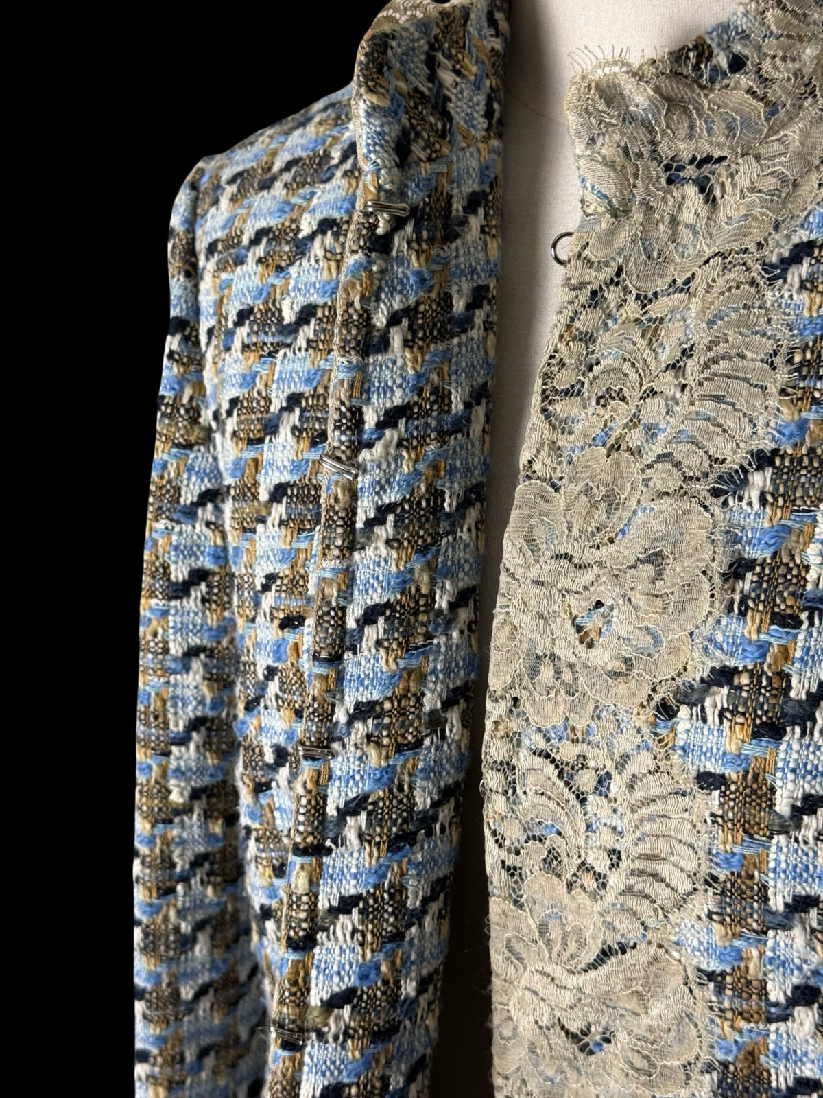 Dolce Gabbana Y2K Tweed & Lace Skirt Suit Size IT46 & 44 Rare Archival 2004