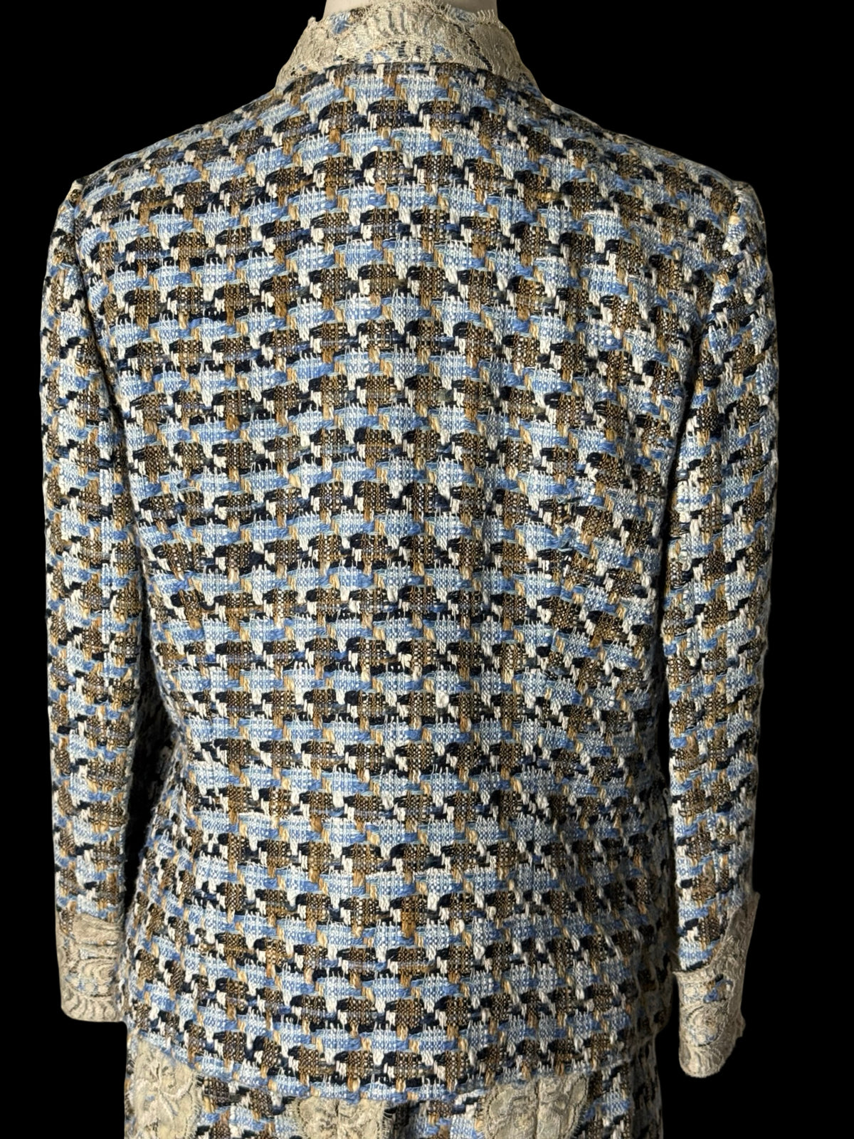 Dolce Gabbana Y2K Tweed & Lace Skirt Suit Size IT46 & 44 Rare Archival 2004
