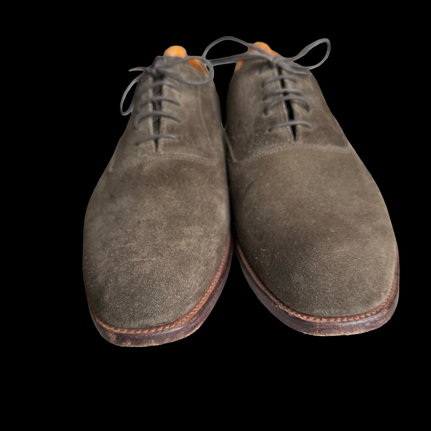 Alfred Sargent Khaki Brown Suede Oxford Shoes Mens UK 9.5 F US 10.5 EU 43.5