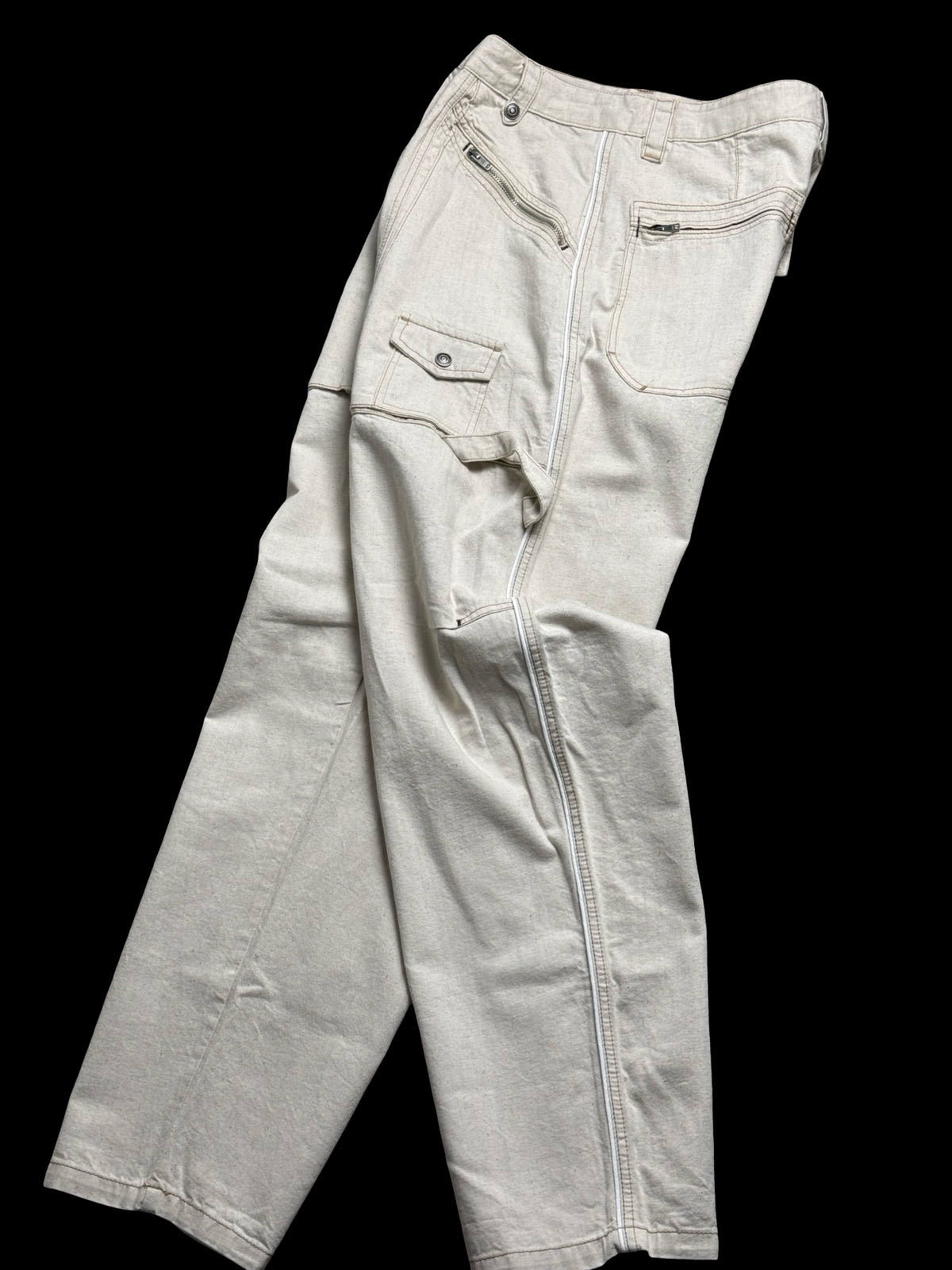 Isabel Marant Paciane Trousers Size 40 UK12 Beige Cotton & Hemp Cargo Trousers