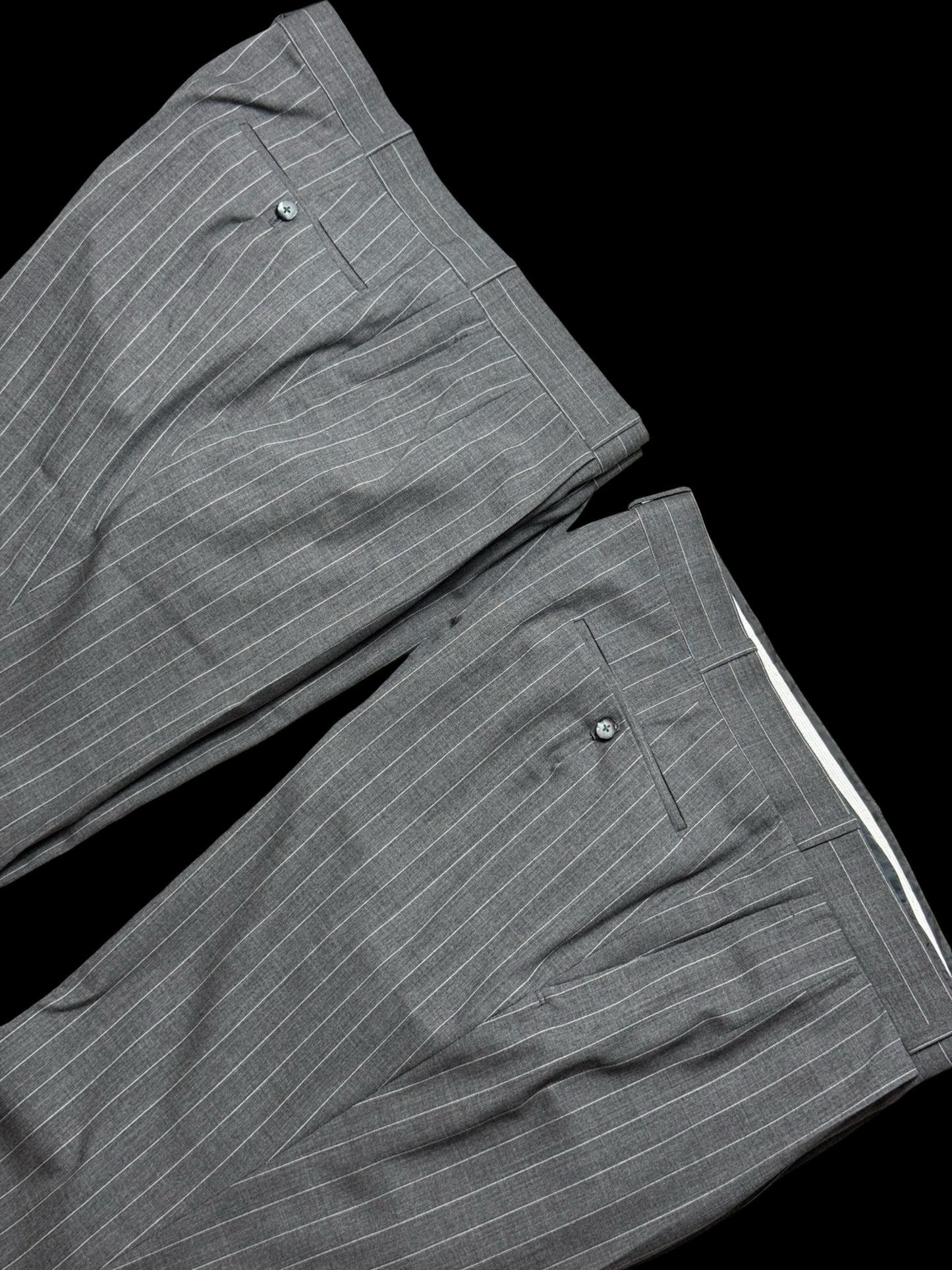 Bespoke Kilgour Light Grey Pinstripe Suit 42L/W38L Lightweight Savile Row 2roll3 - 2X TROUSERS