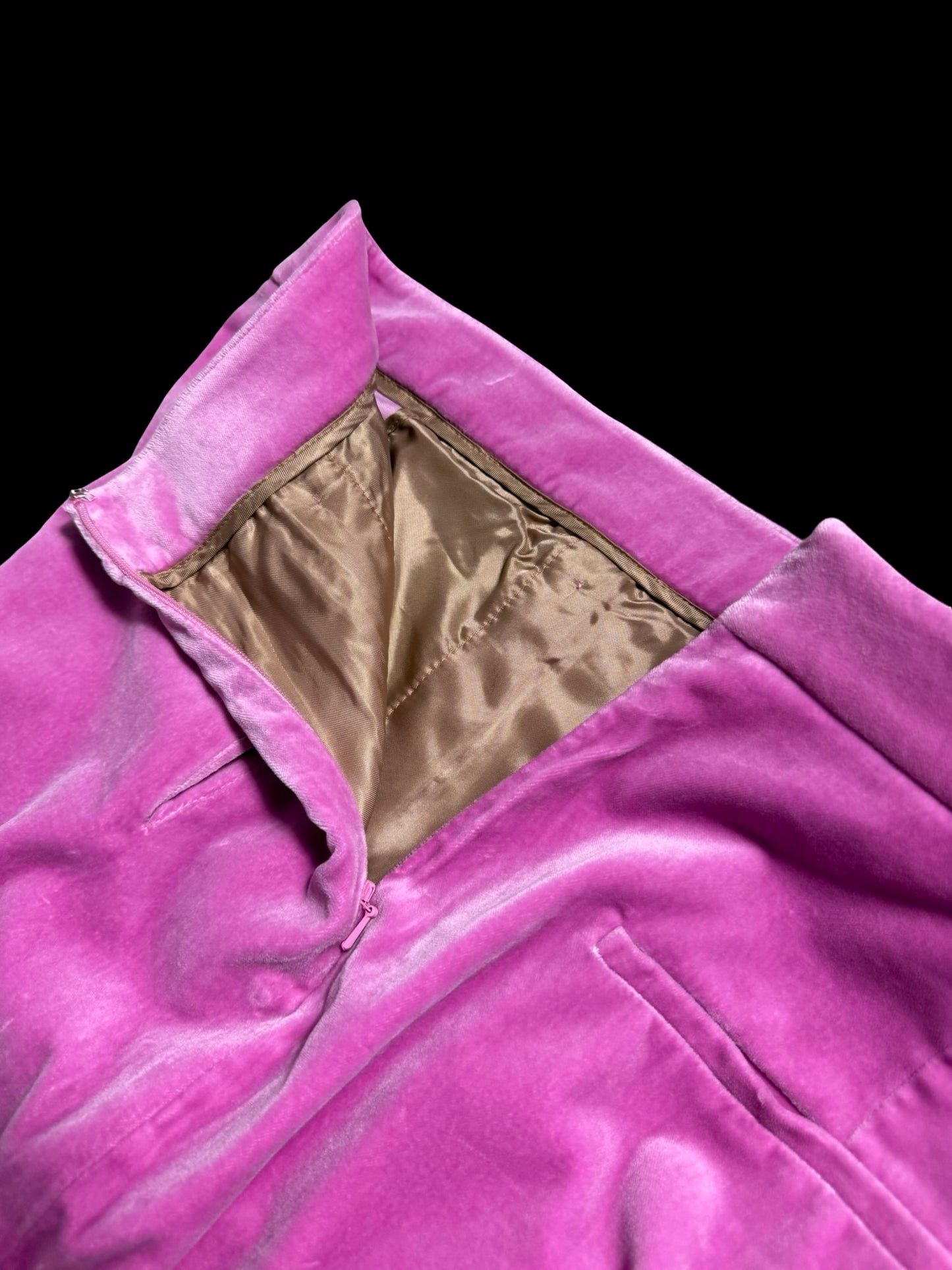 Alice Temperley Pink Velvet Suit UK14 / W28” Wide Leg Made In England