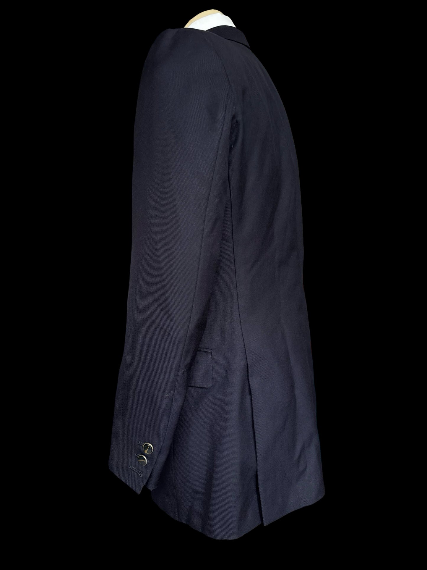 Vintage Huntsman Savile Row Navy Double Breasted Blazer 40 Dunhill Onyx Buttons