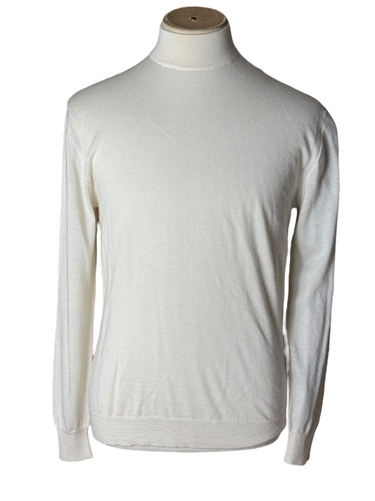 Men’s N.Peal Cashmere Silk Mock Neck Jumper Large Ivory