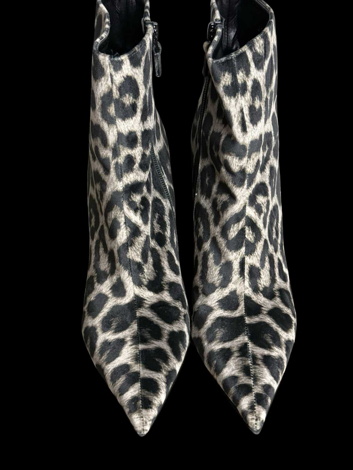 Stella McCartney Velvet Leopard Print Stiletto Heel Ankle Boots EU40 UK7