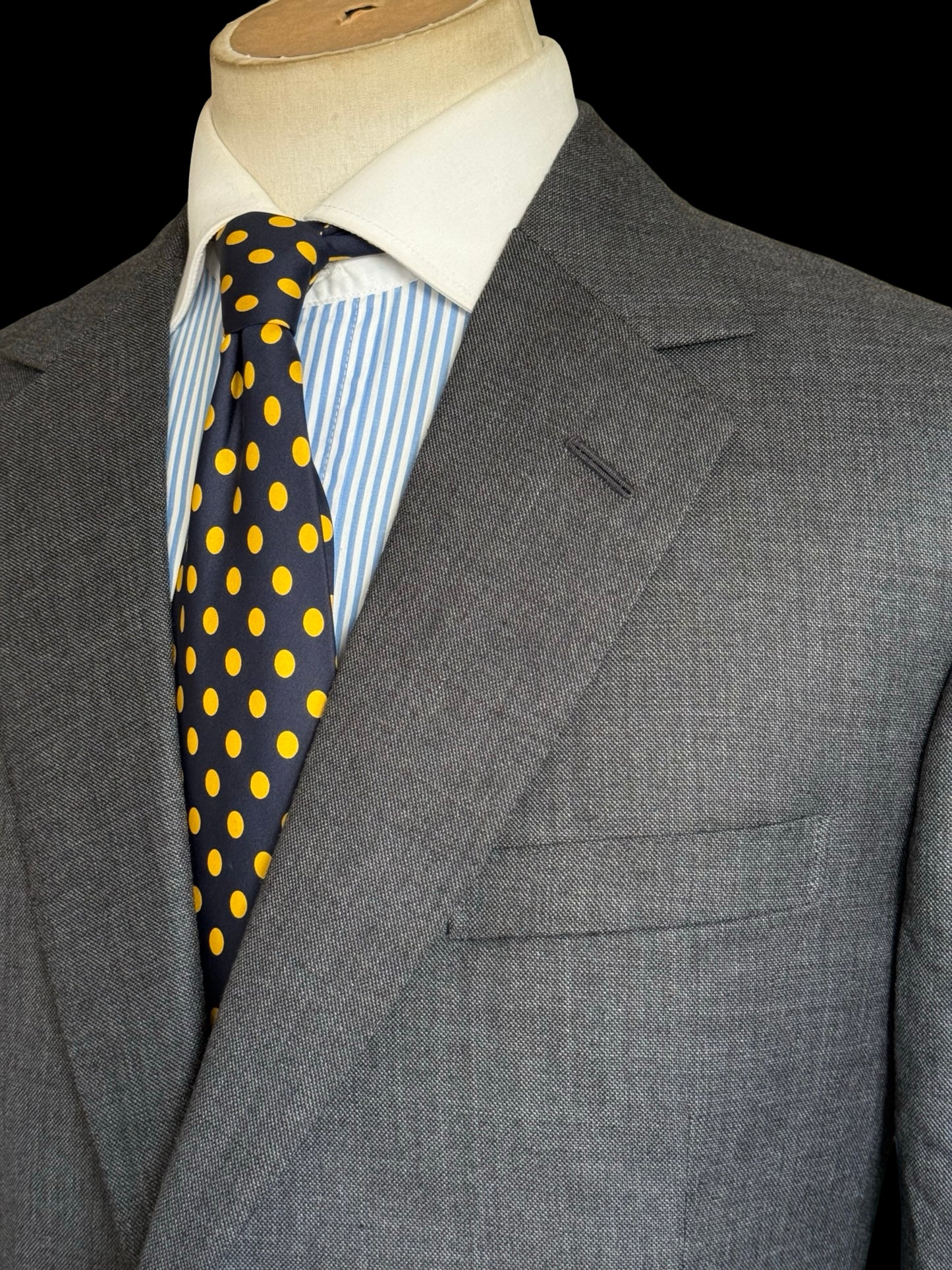 Bespoke Kent & Haste Savile Row Grey Sharkskin Suit Blazer Jacket 40L