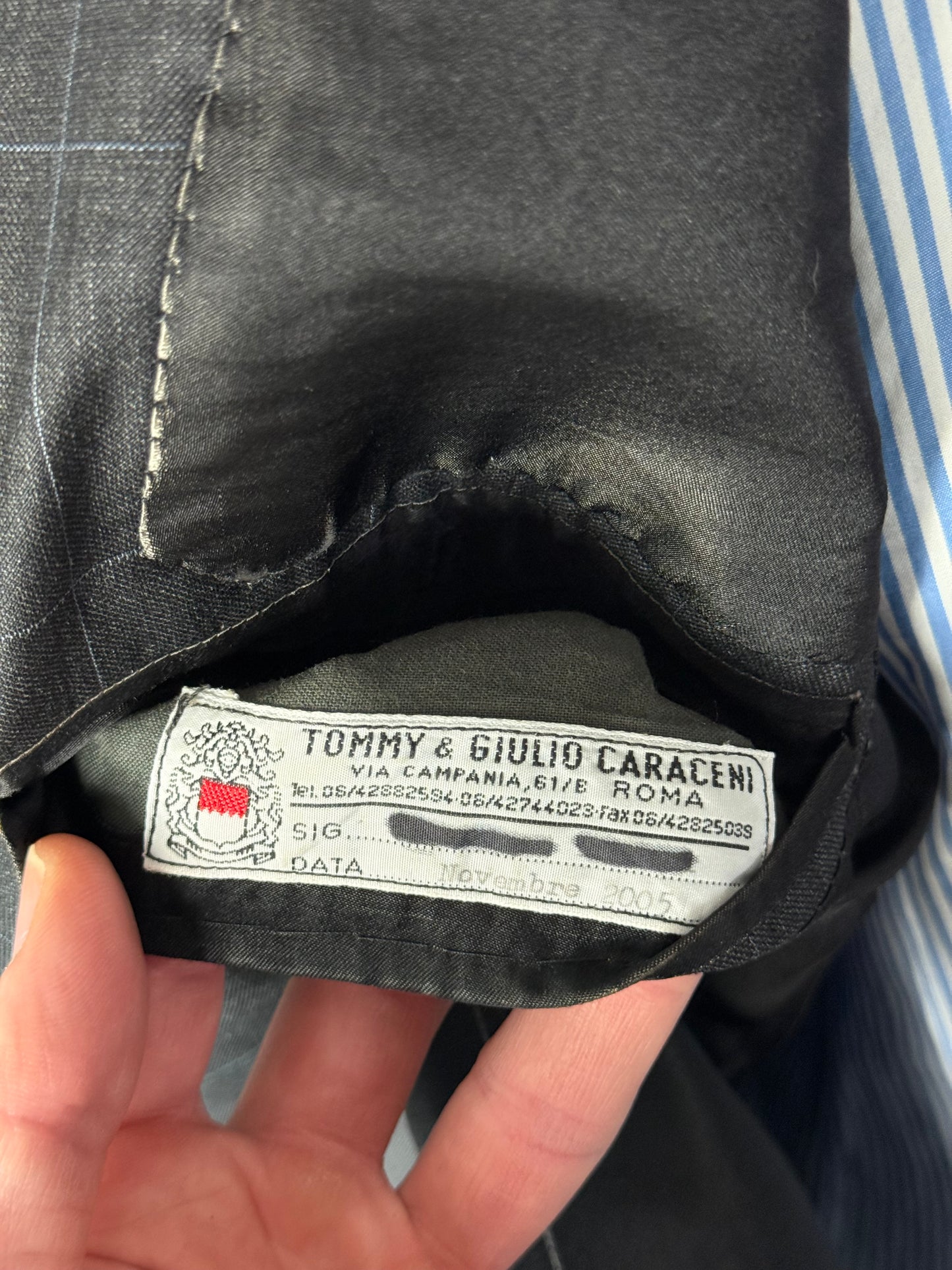 Bespoke Tommy Giulio Caraceni Grey Check Suit 43S/ W34” Lightweight Wool