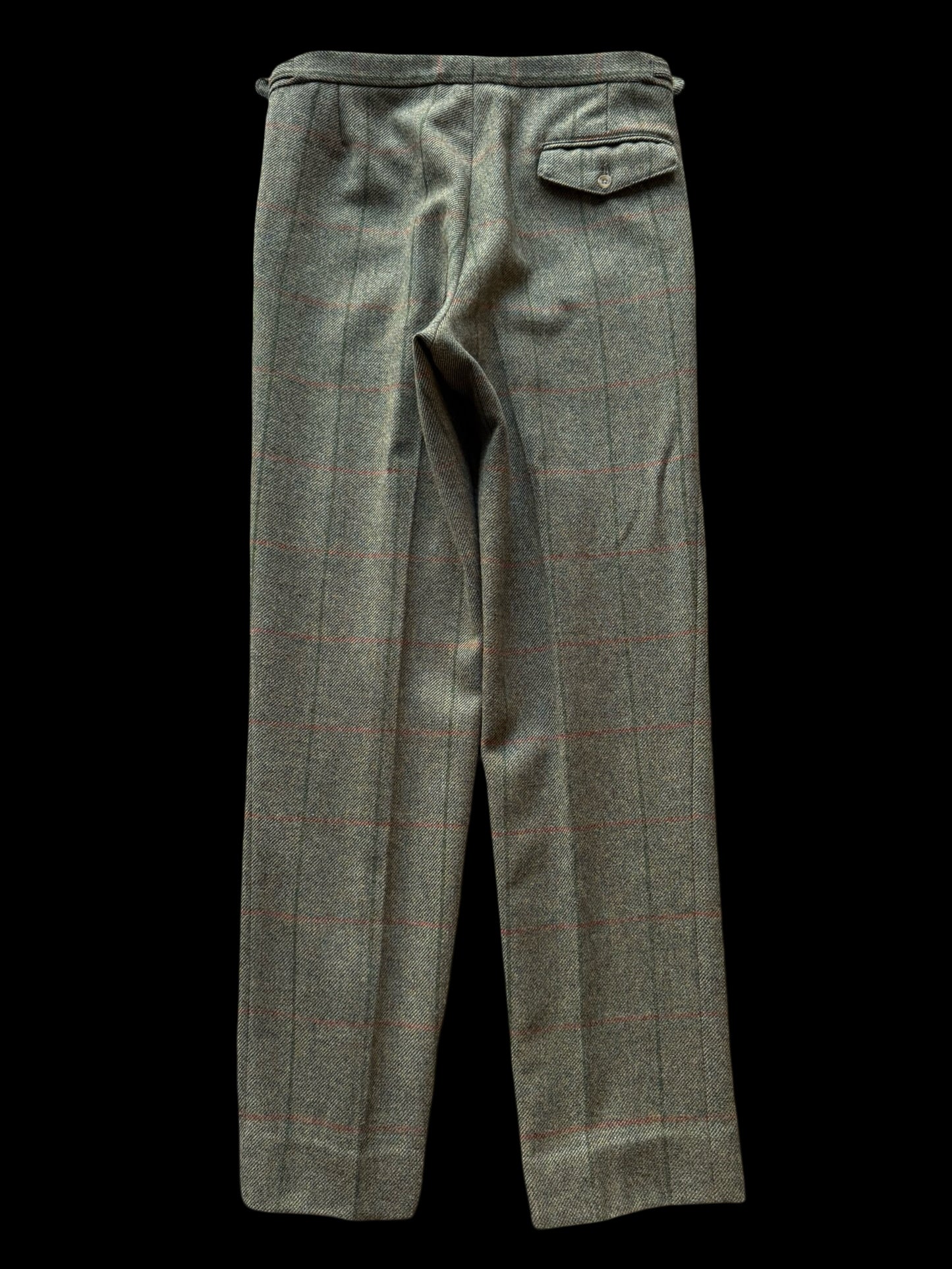 Vintage Bespoke Tweed Suit 40R / W34L Green Orange Overcheck Country