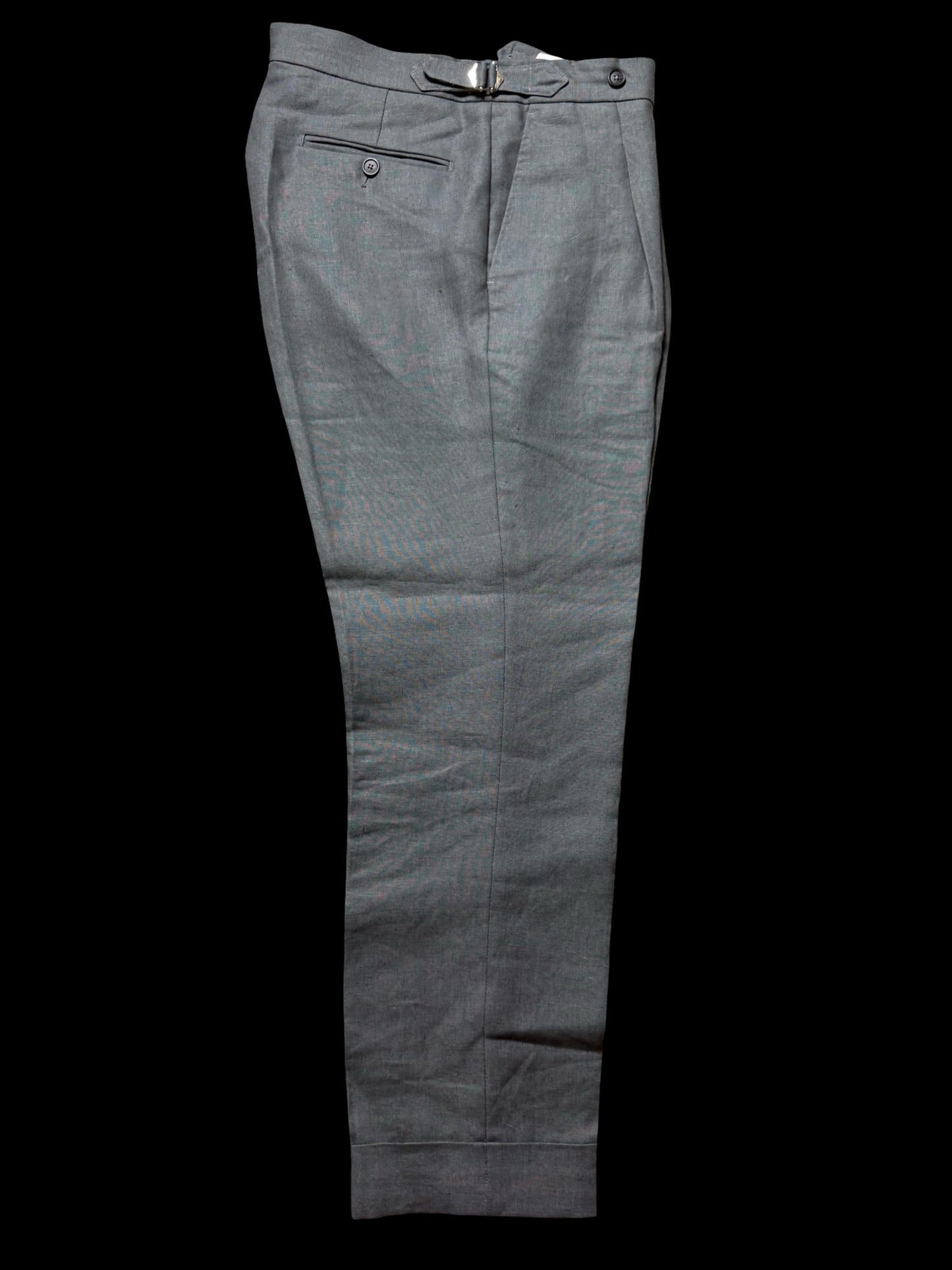 Natalino Single Pleat Grey Linen Trousers W30S Side Adjusters RRP £200