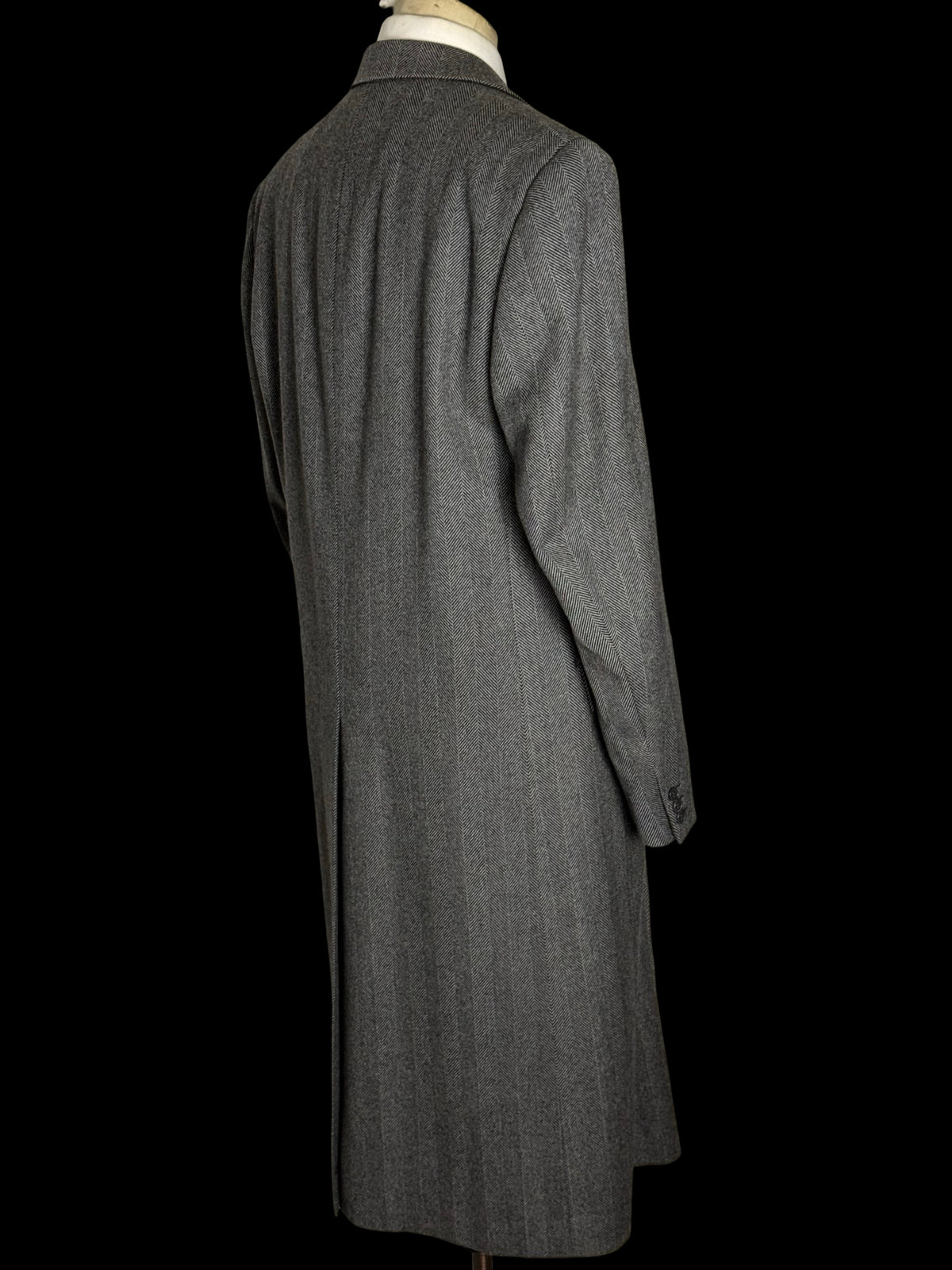 Vintage Chester Barrie Savile Row Double Breasted Herringbone Overcoat 42L