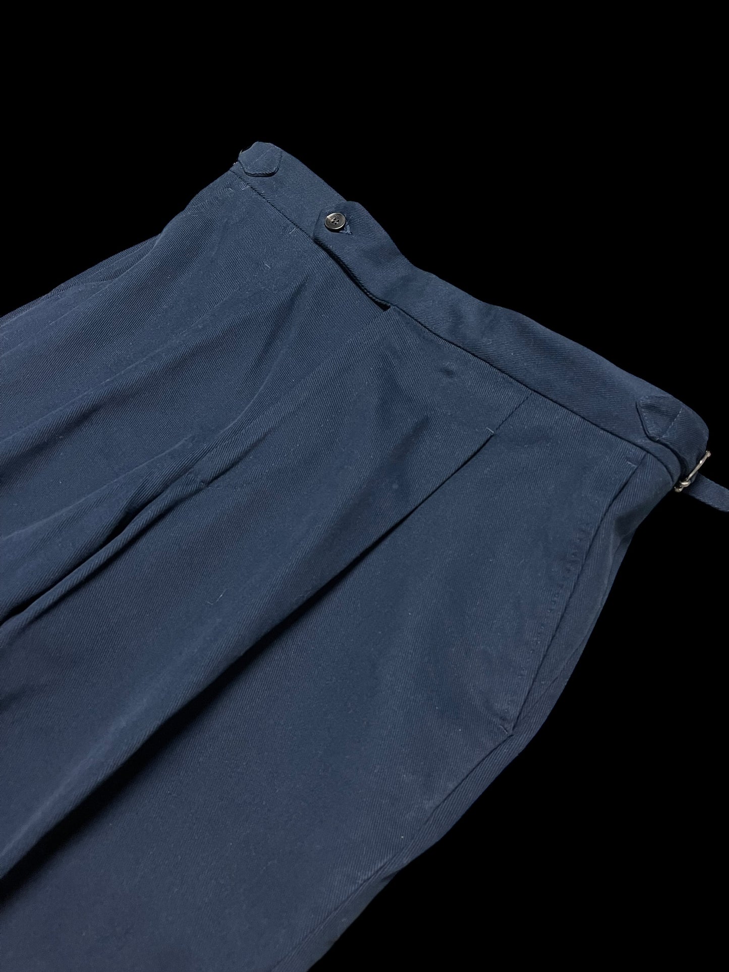 Natalino Pleat Front Trousers 32” Brushed Cotton Navy Unhemmed