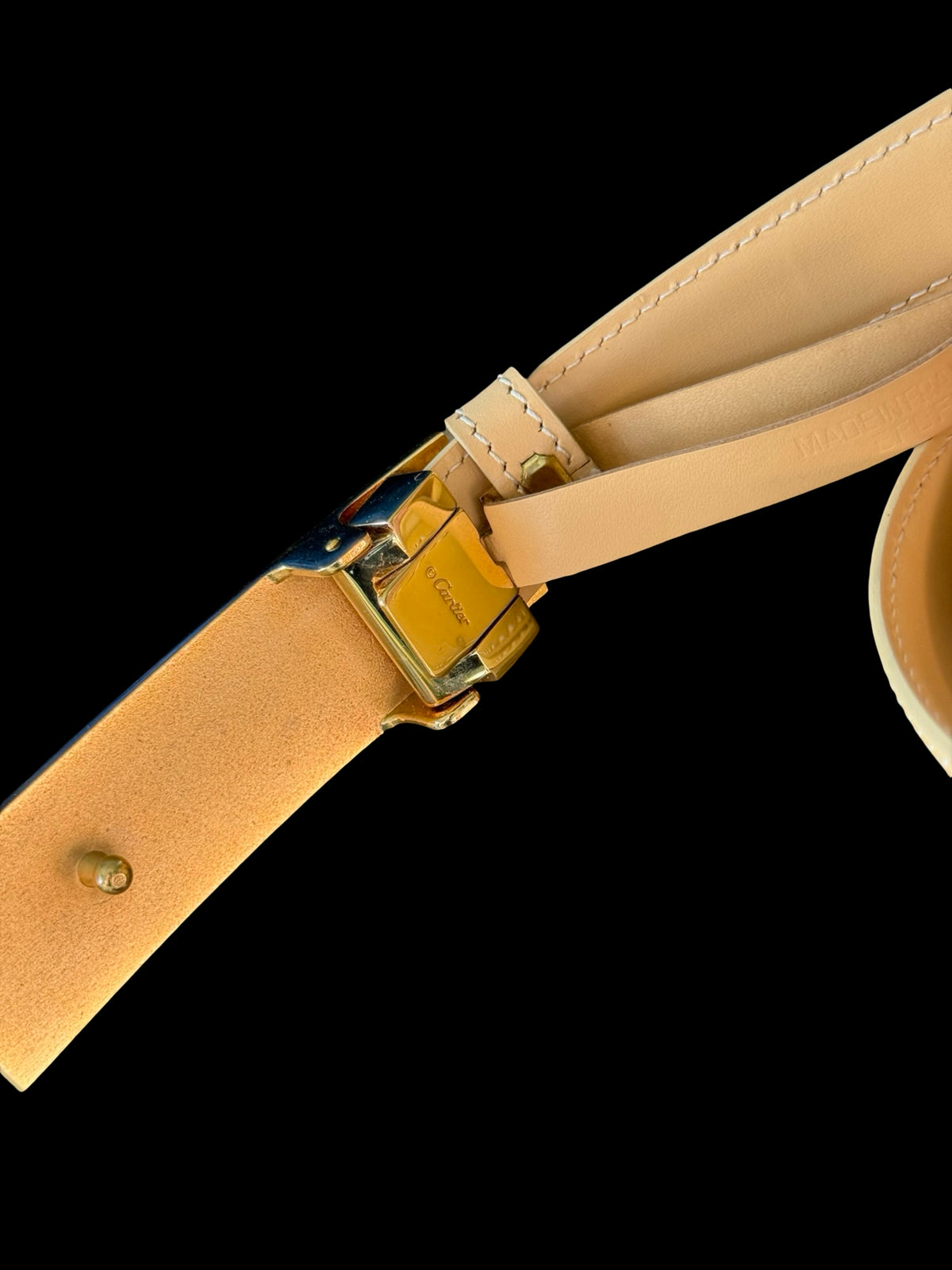 Women’s Cartier Love Thin Belt Size 32” Beige Leather Gold Hardware