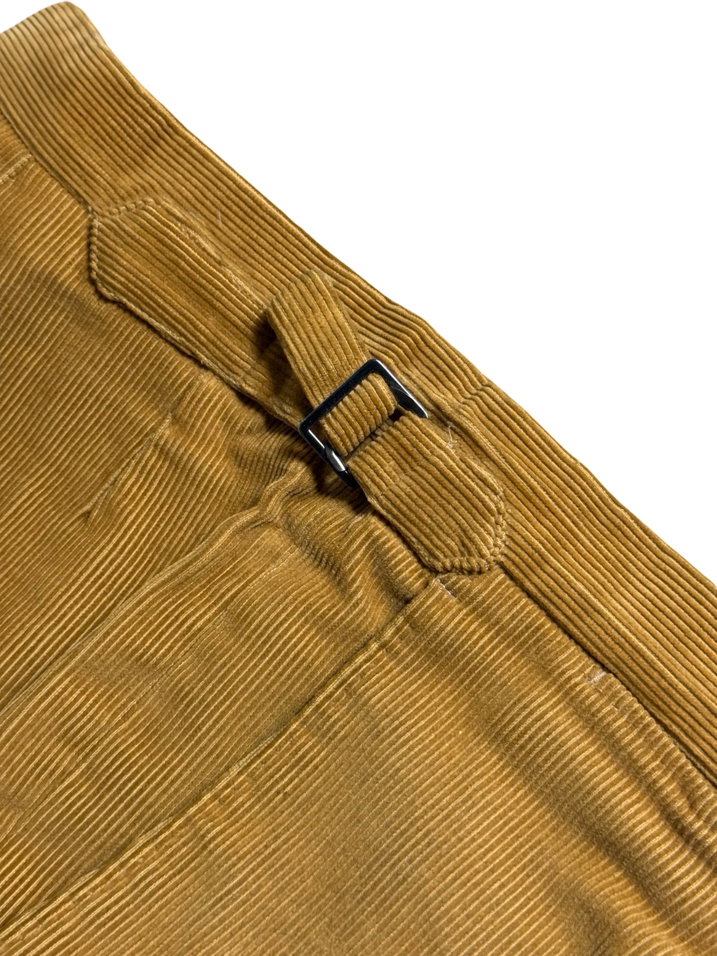 Bespoke P. Johnson X Sartoria Carrara Corduroy Pleat Front Trousers W32S Tan