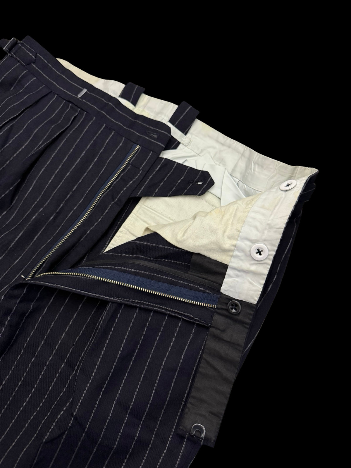 Bespoke Savile Row Navy Double Breasted Chalk Stripe Suit 42R / W36R