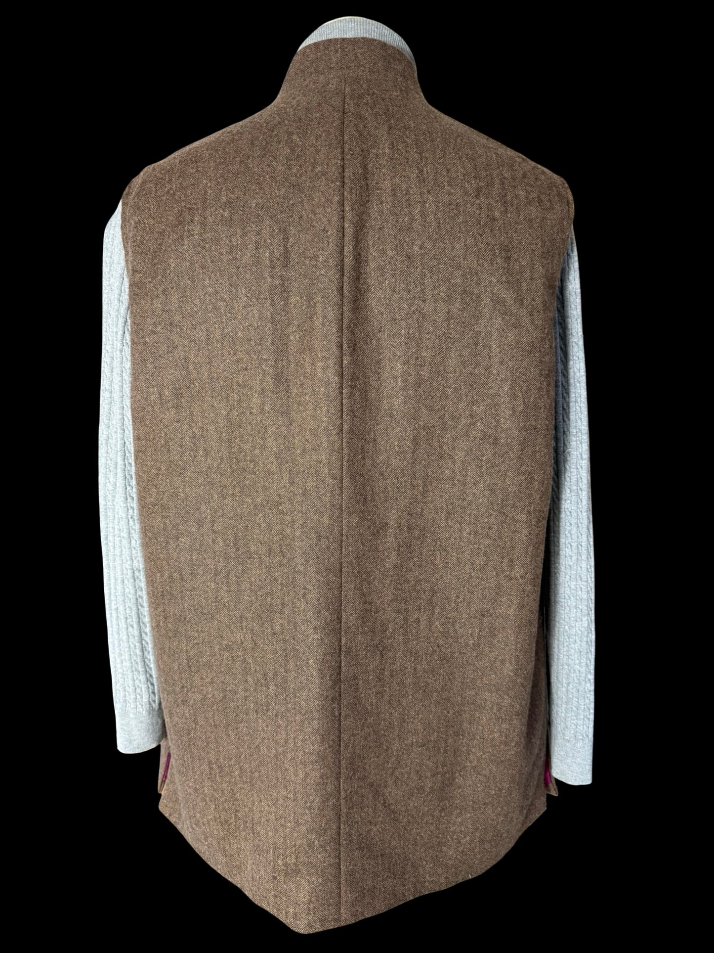 Bespoke Barrington & Ayre Moon Herringbone Wool Gilet 44 Nehru Brown RRP £525