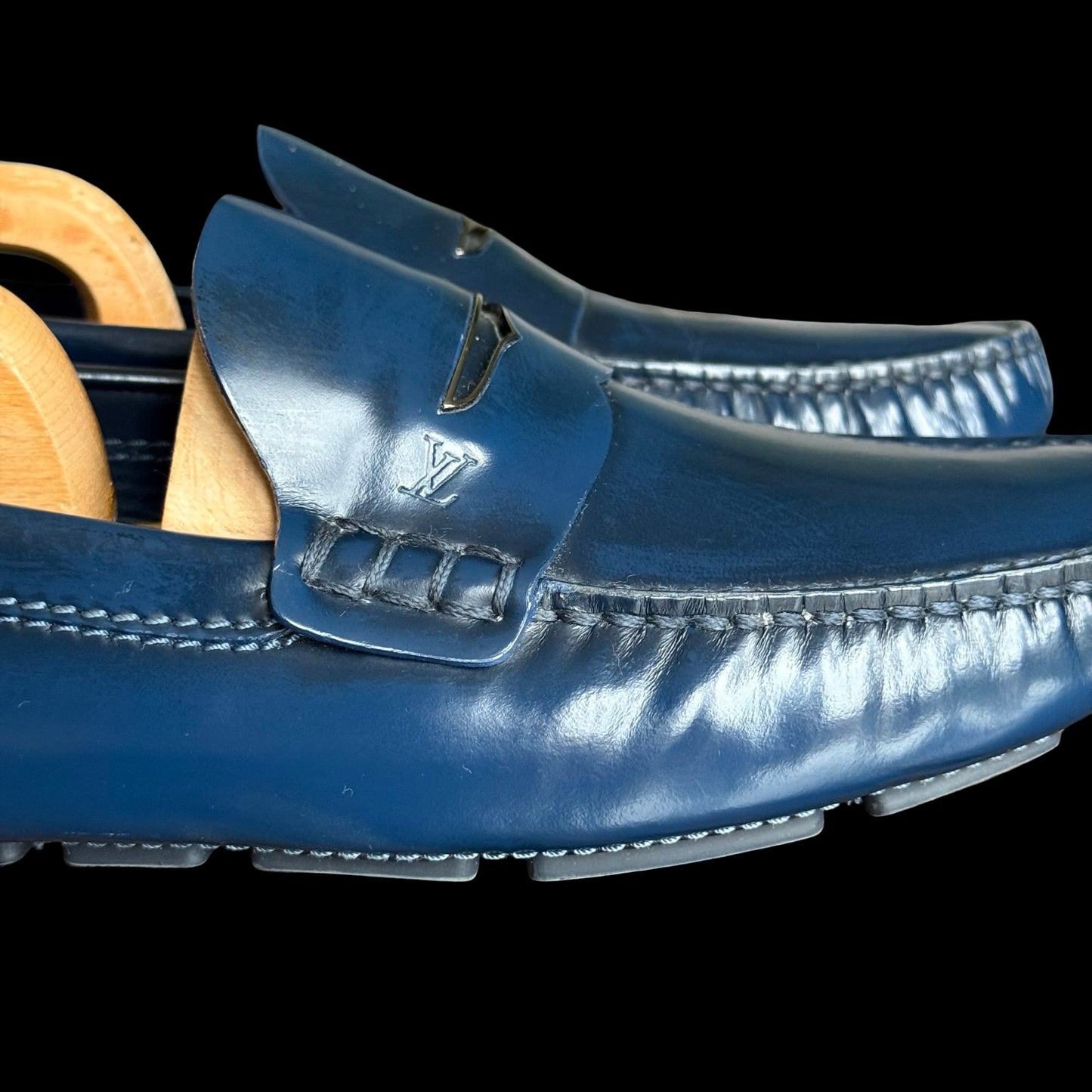 Mens Louis Vuitton Monte Carlo Blue Leather Driving Shoes Loafers UK 8 US 9
