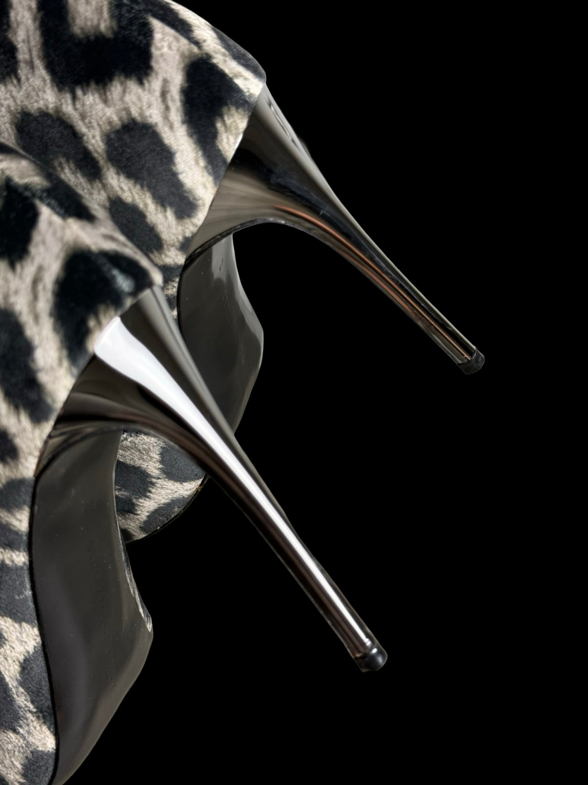 Stella McCartney Velvet Leopard Print Stiletto Heel Ankle Boots EU40 UK7