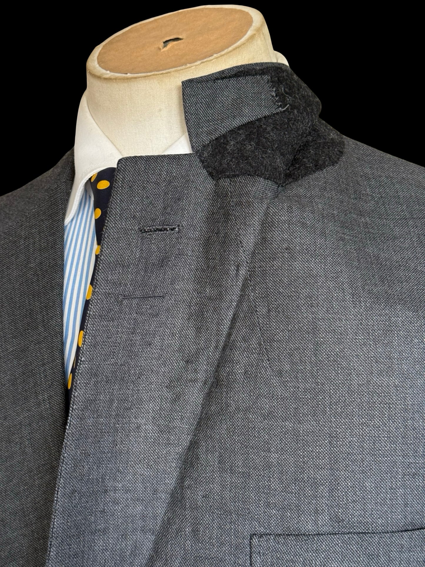 Bespoke Kent & Haste Savile Row Grey Sharkskin Suit Blazer Jacket 40L