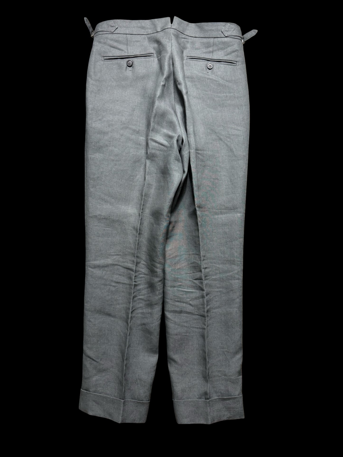 Natalino Single Pleat Grey Linen Trousers W30S Side Adjusters RRP £200