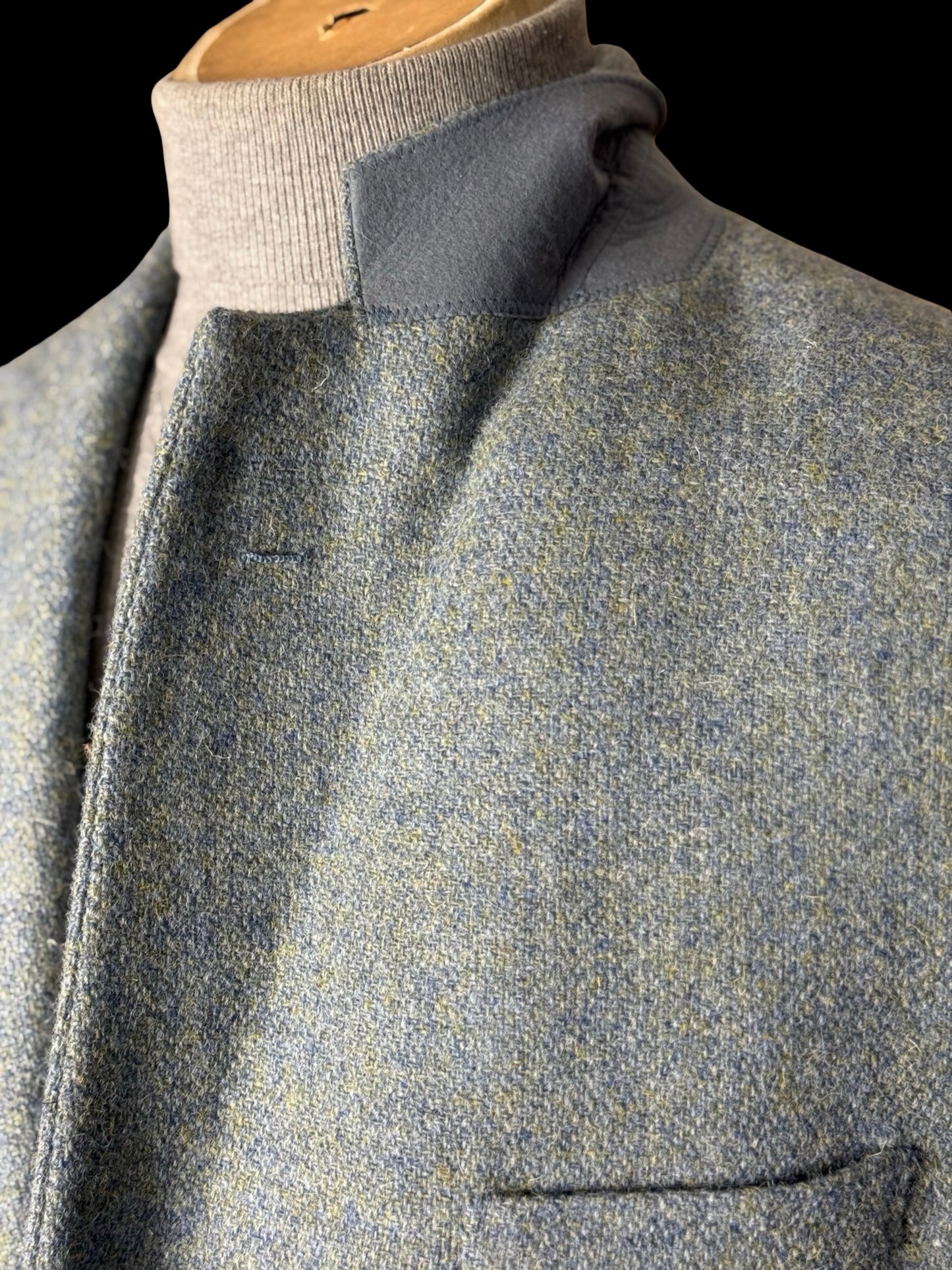 Bespoke Barrington & Ayre Heather Blue Harris Tweed Sport Coat 44L RRP £1095