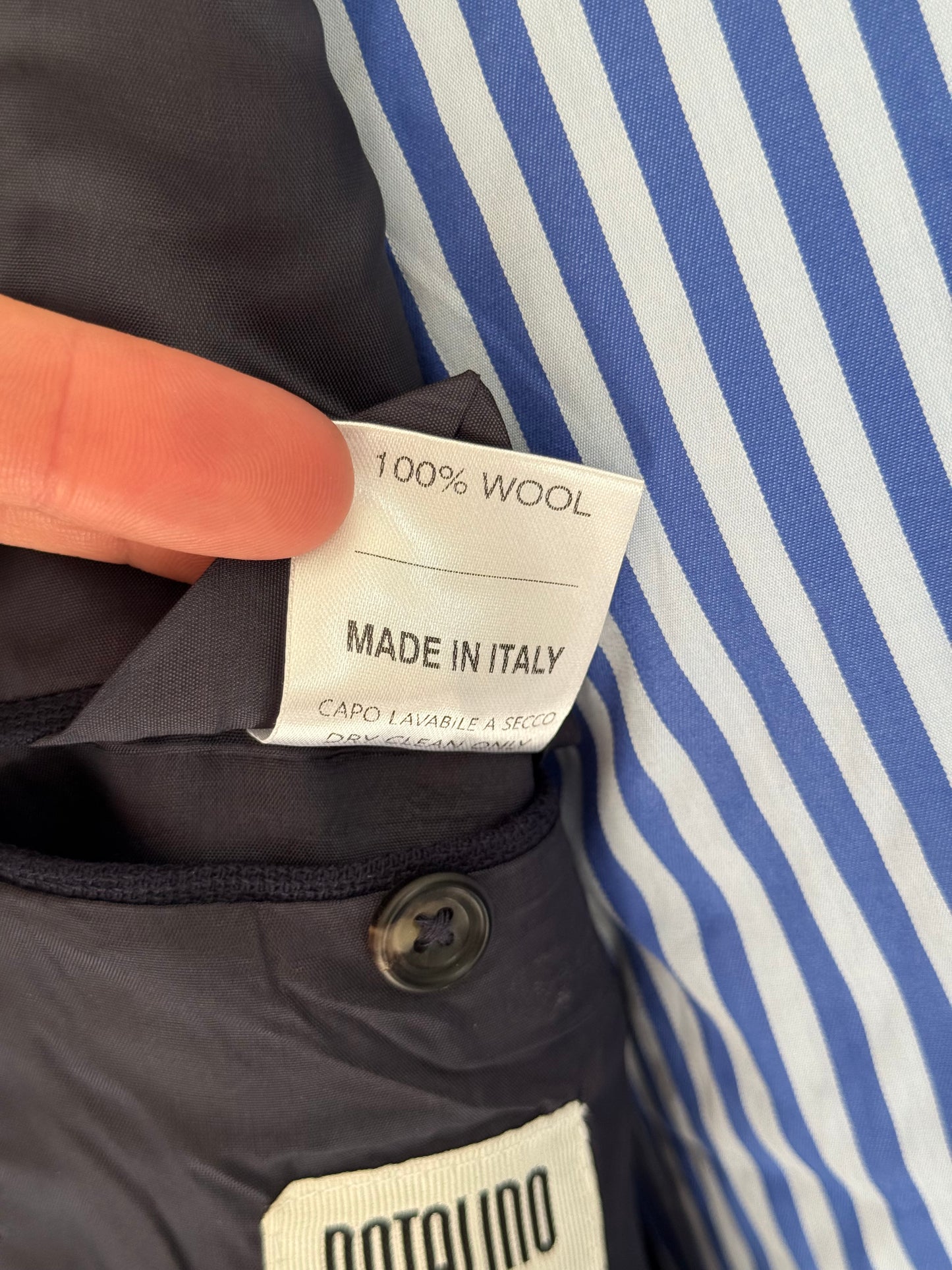 Natalino Double Breasted Navy Mock Leno Wool Hopsack Sport Jacket 44R RRP £545