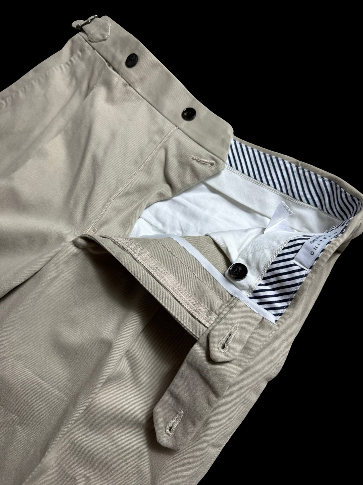 Natalino Sand Brushed Cotton Pleat Front Trousers W30S RRP £150