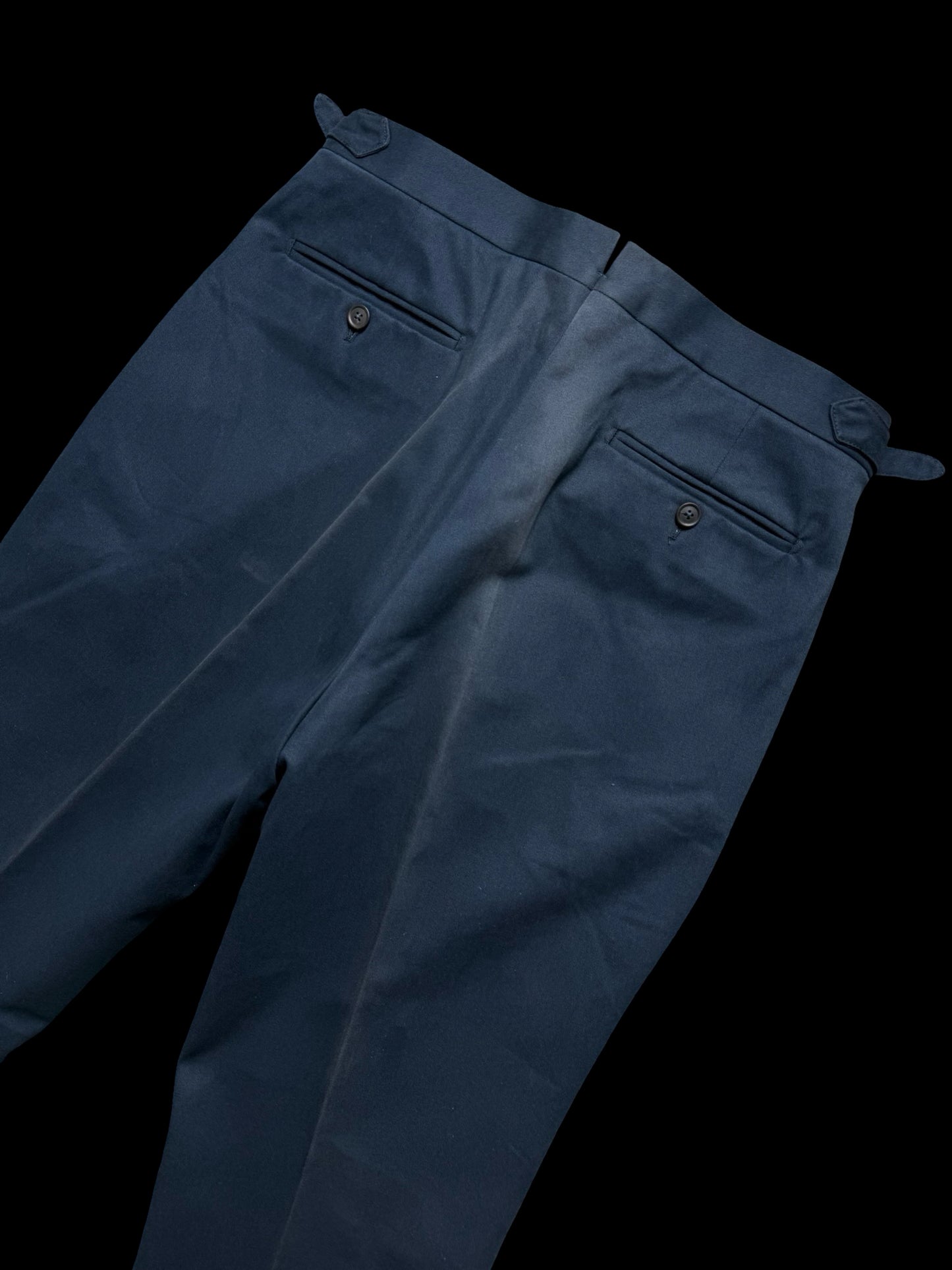 Natalino Navy Blue Cotton Drill Pleat Front Trousers W32R RRP £165