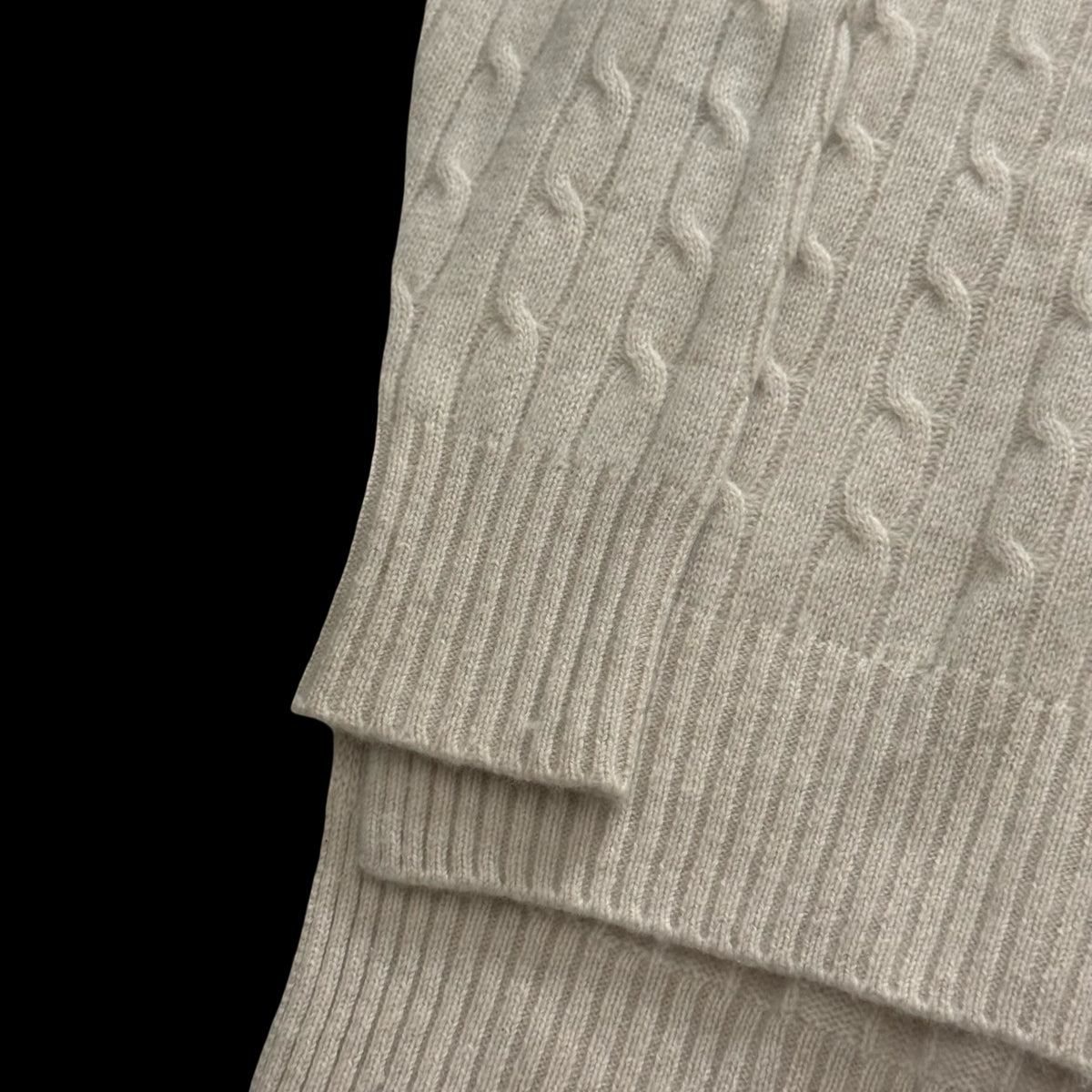 Women’s N Peal Beige Cashmere Cableknit Jumper Large Oversized