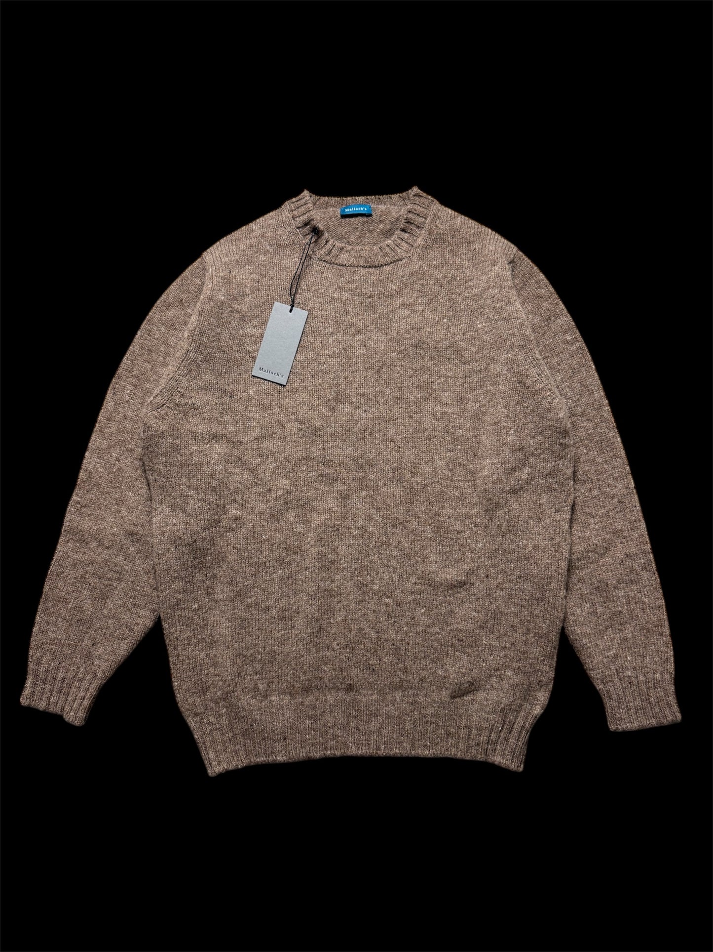 BNWT Malloch’s Wreay Shetland Wool Crew Neck Jumper Small Nutmeg Brown RRP £205