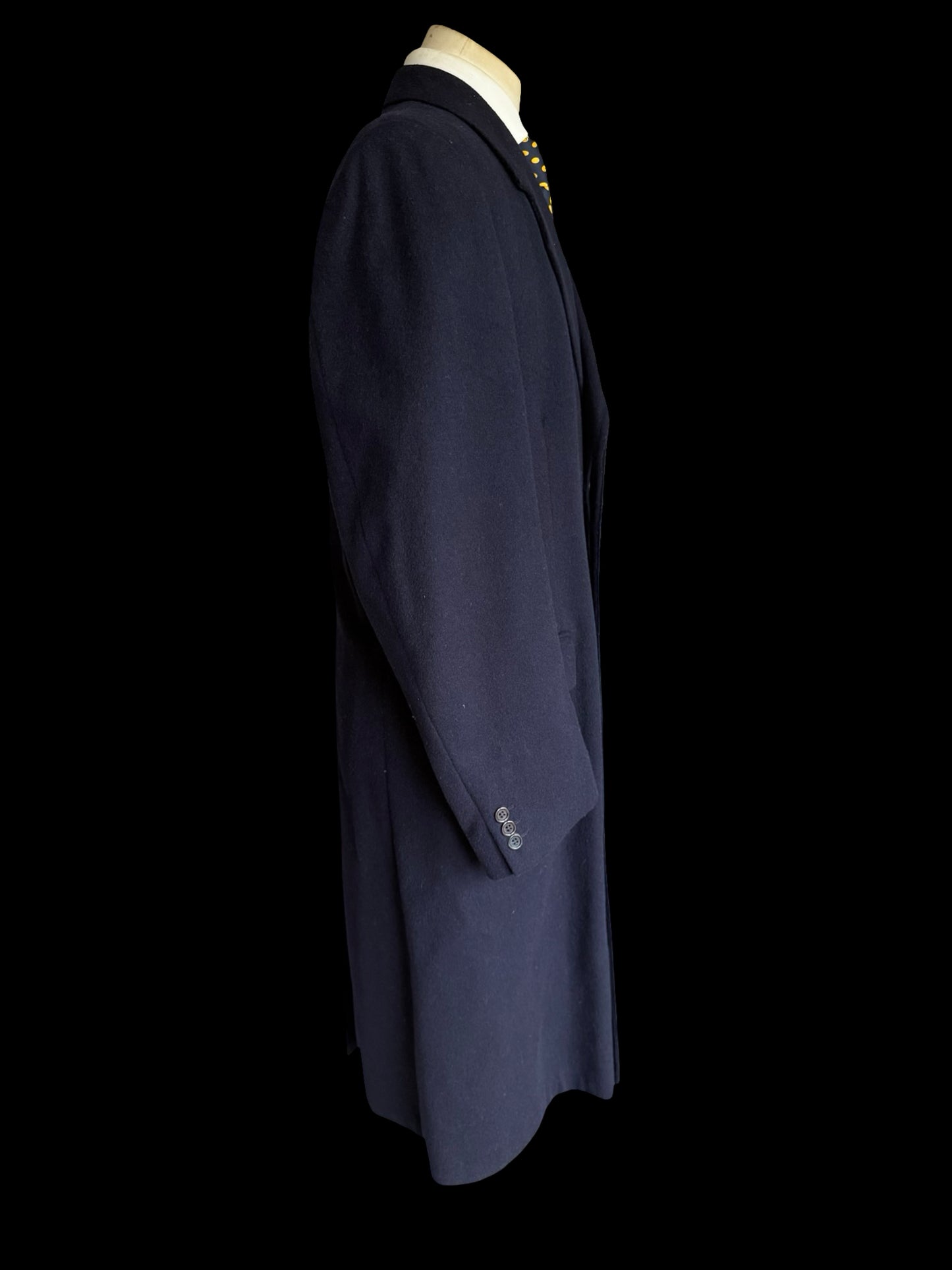 Gieves & Hawkes Navy Wool & Cashmere Overcoat 40L Made In England Savile Row