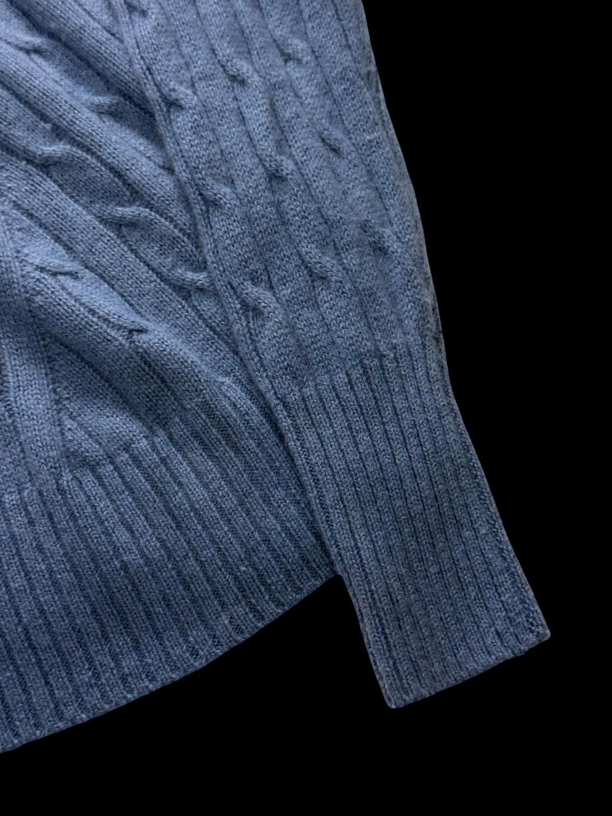 Women’s N Peal Blue Cashmere Cableknit Roll Neck Jumper Large RRP £325