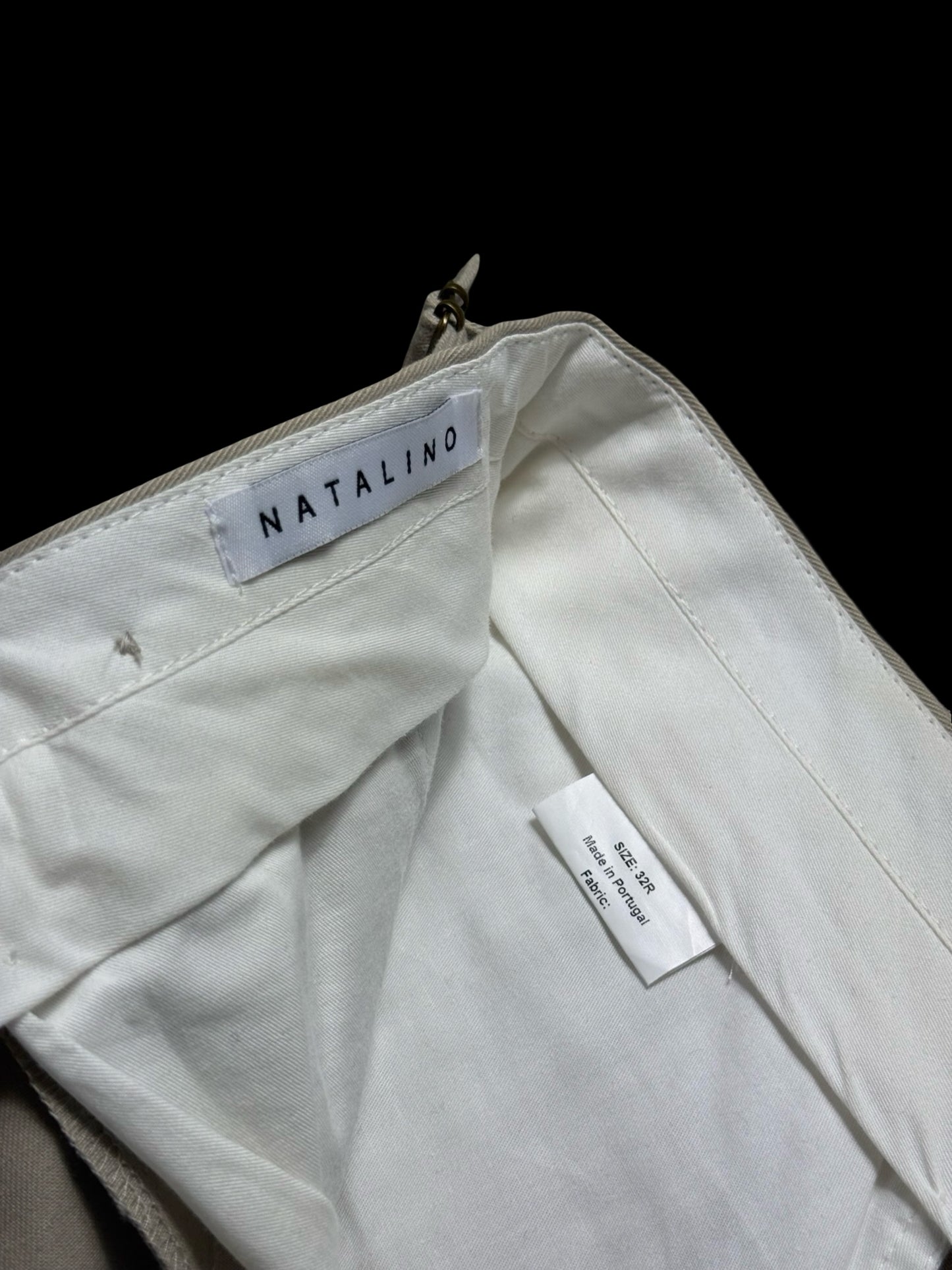 Natalino Beige Cotton Drill Pleat Front Trousers W32S RRP £165