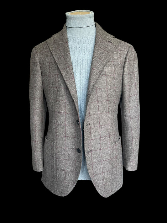 Natalino Tweed Sport Coat Jacket 38S Half Lined Wool Cashmere Made In Italy