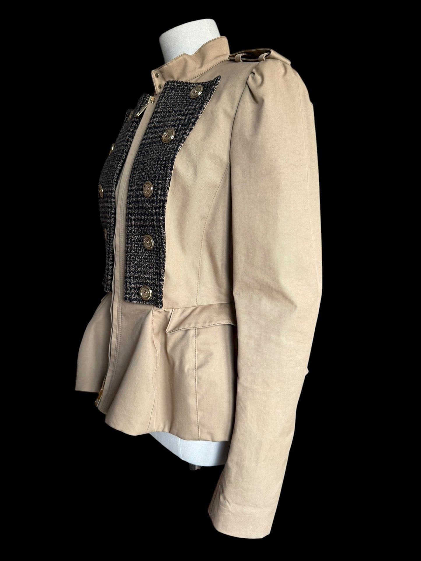 Women’s Burberry Prorsum Rider Jacket 46 Peplum Tweed Panel Runway