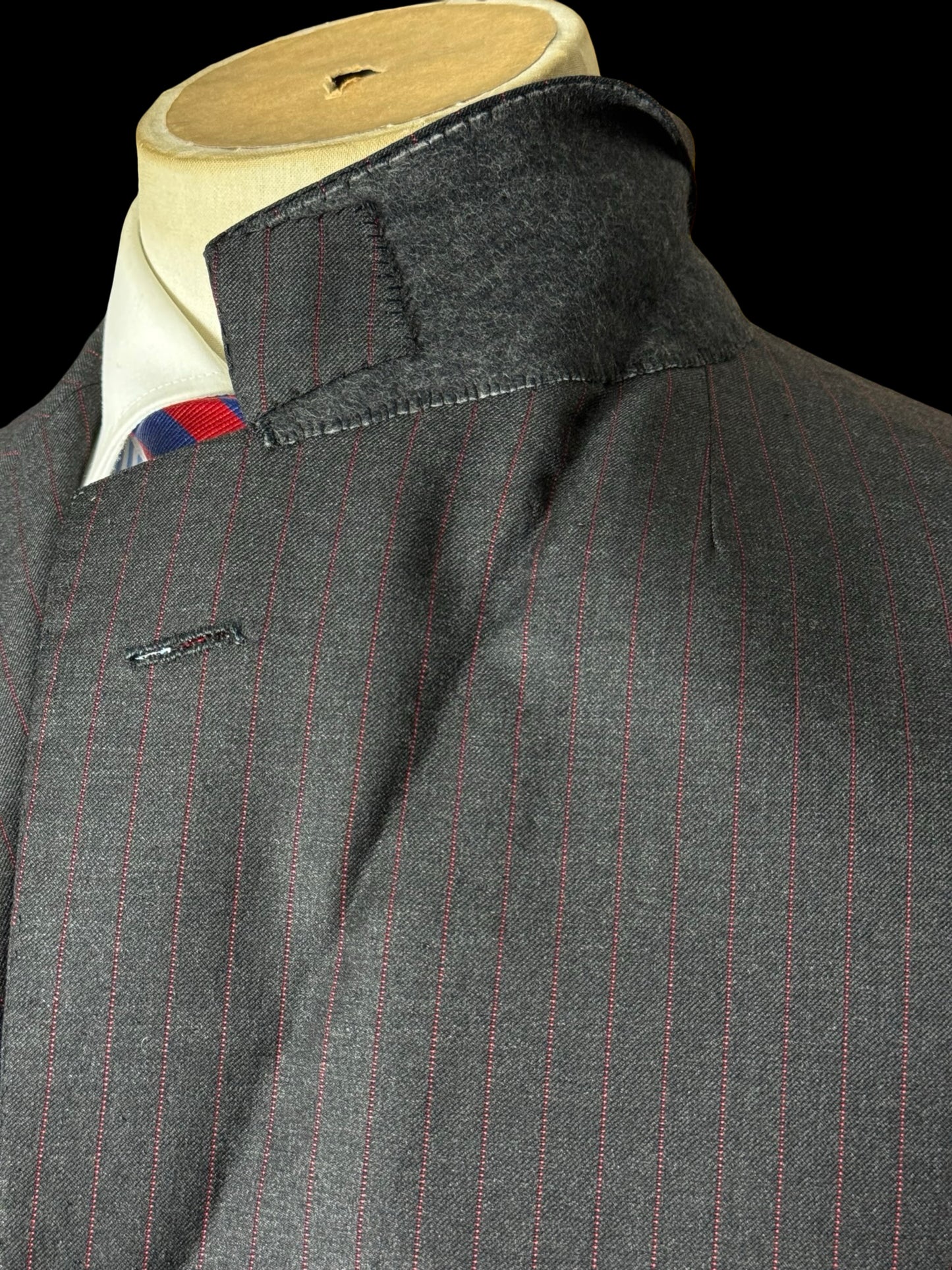 Bespoke Tommy Giulio Caraceni Grey Red Pinstripe Suit 42S/ W34” Sartorial