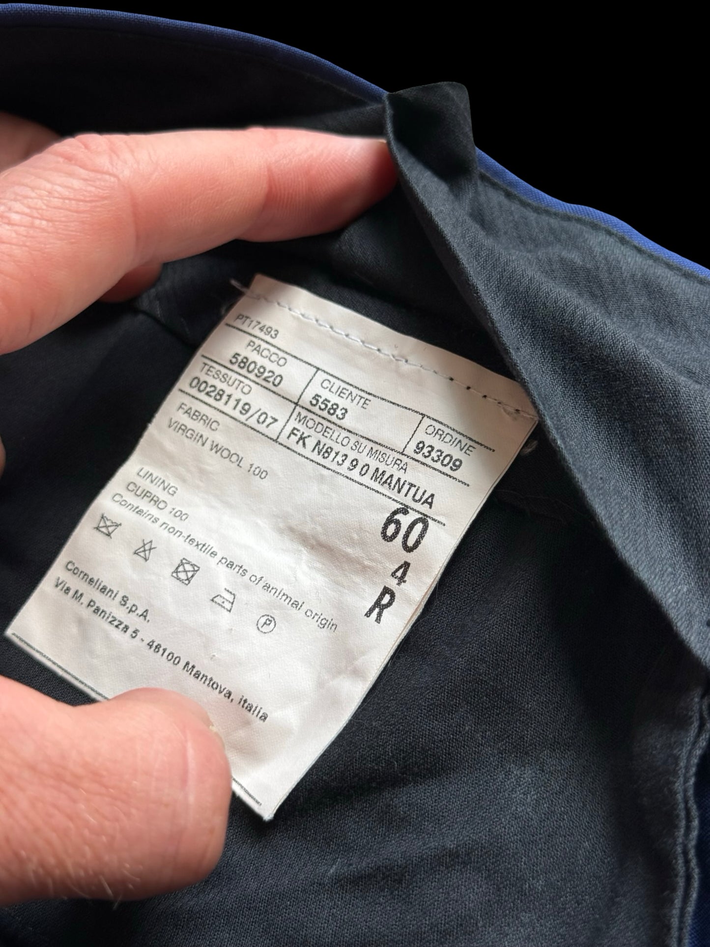 Corneliani Su Misura Royal Blue Suit 48R / W44R MTM Bespoke 15.75 Micron