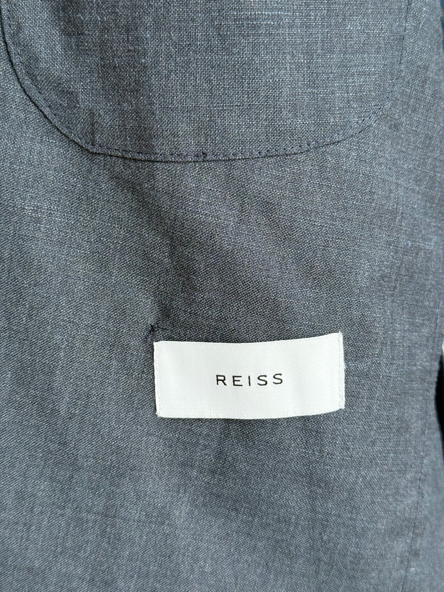 Men’s Reiss Double Breasted Suit 40R / W34” Slim Fit Wool Linen Silk Blue