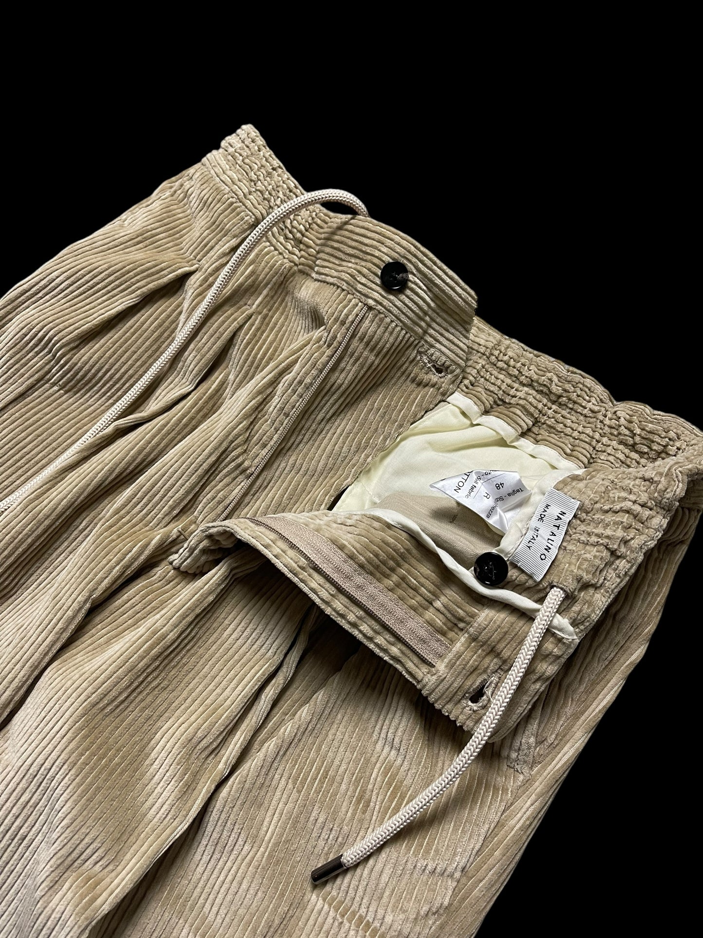 Natalino Corduroy Drawstring Trousers 32” Beige