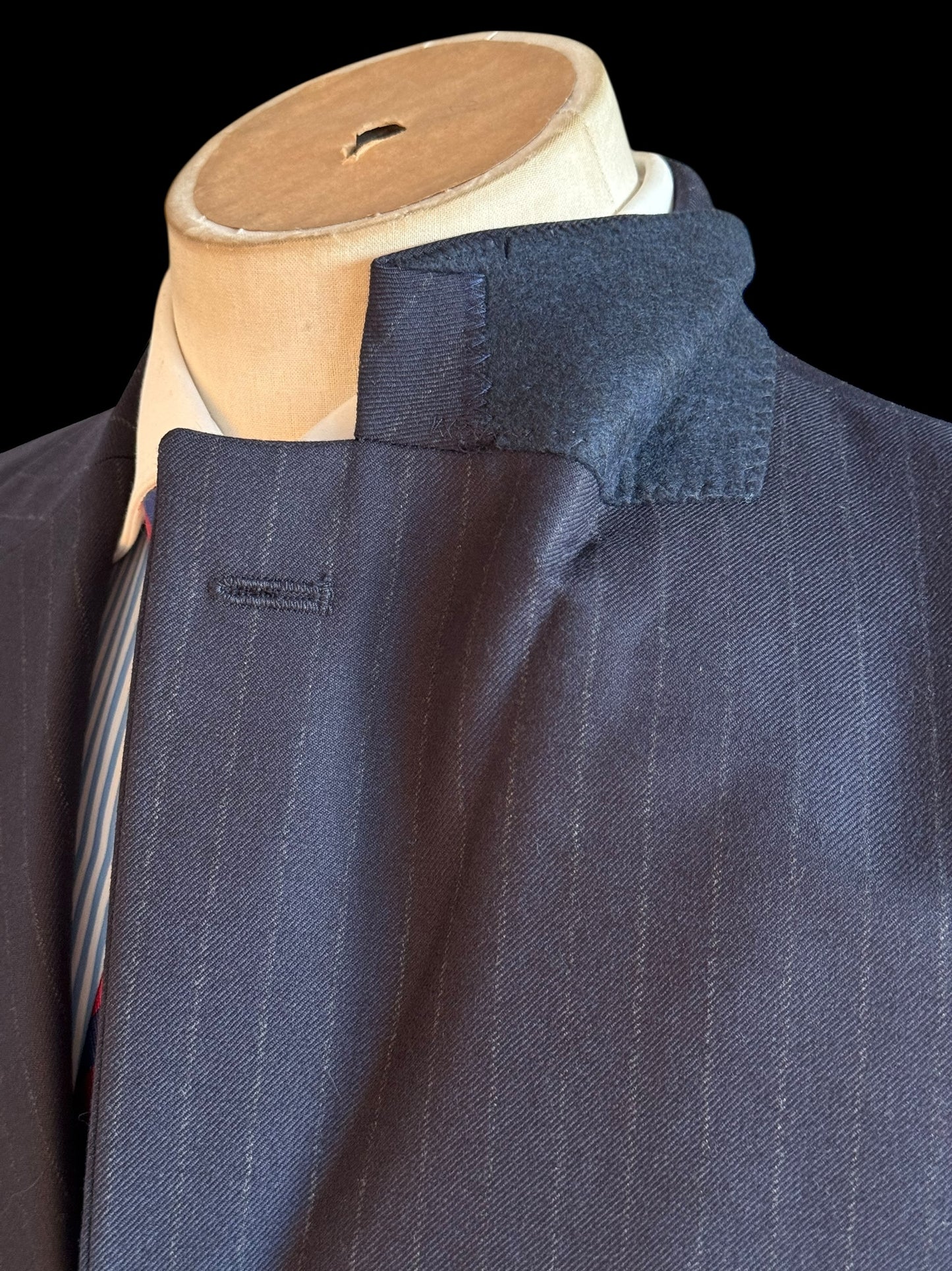 Pakeman Catto Carter Navy Chalk Stripe Suit 40L / W34” Pure Wool RRP £375