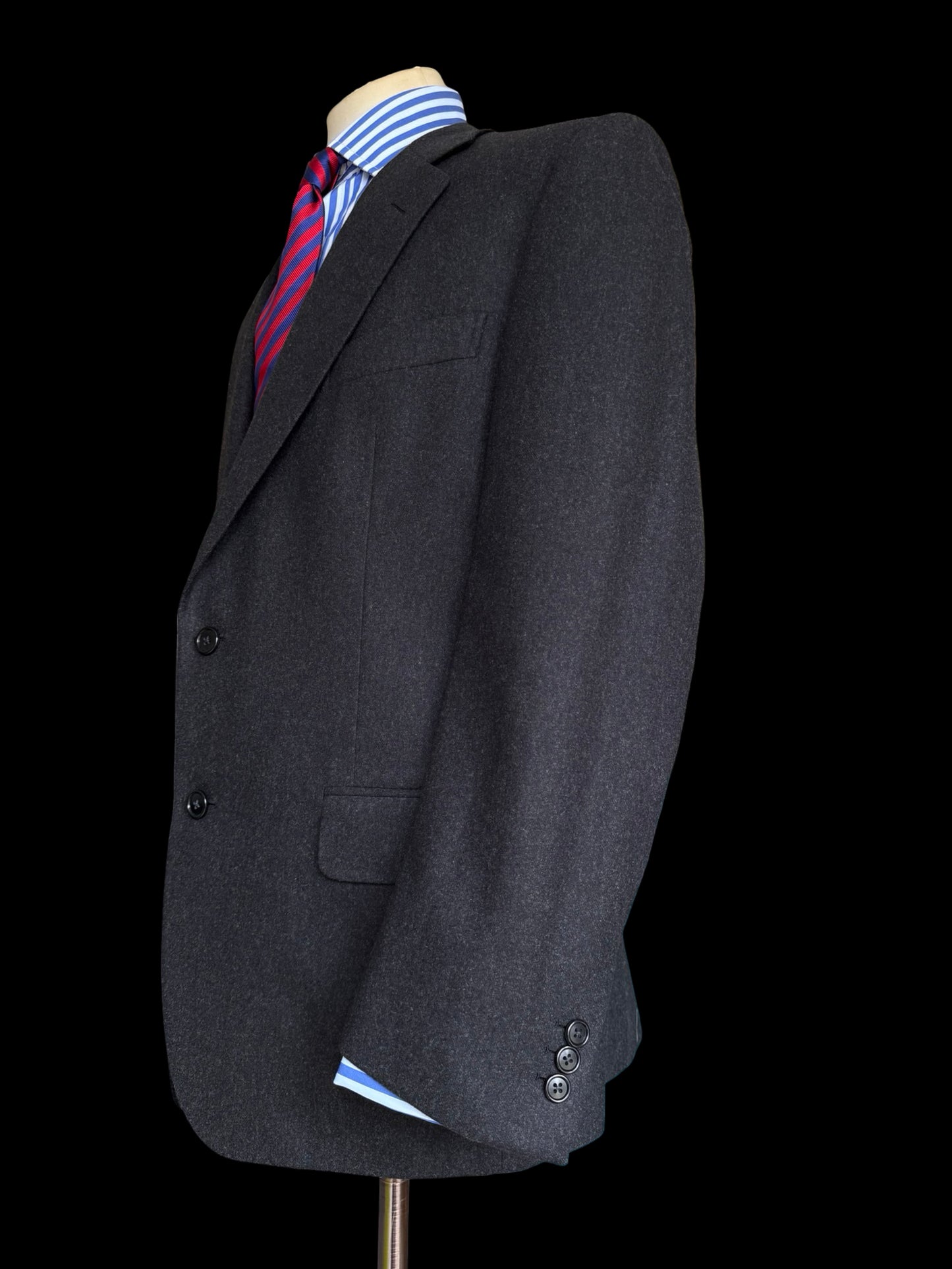 Vintage Gieves & Hawkes Dark Grey Flannel Wool Suit 44R / W40R Heavyweight
