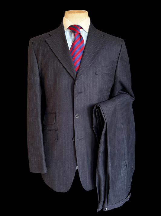Pakeman Catto Carter Navy Chalk Stripe Suit 40L / W34” Pure Wool RRP £375