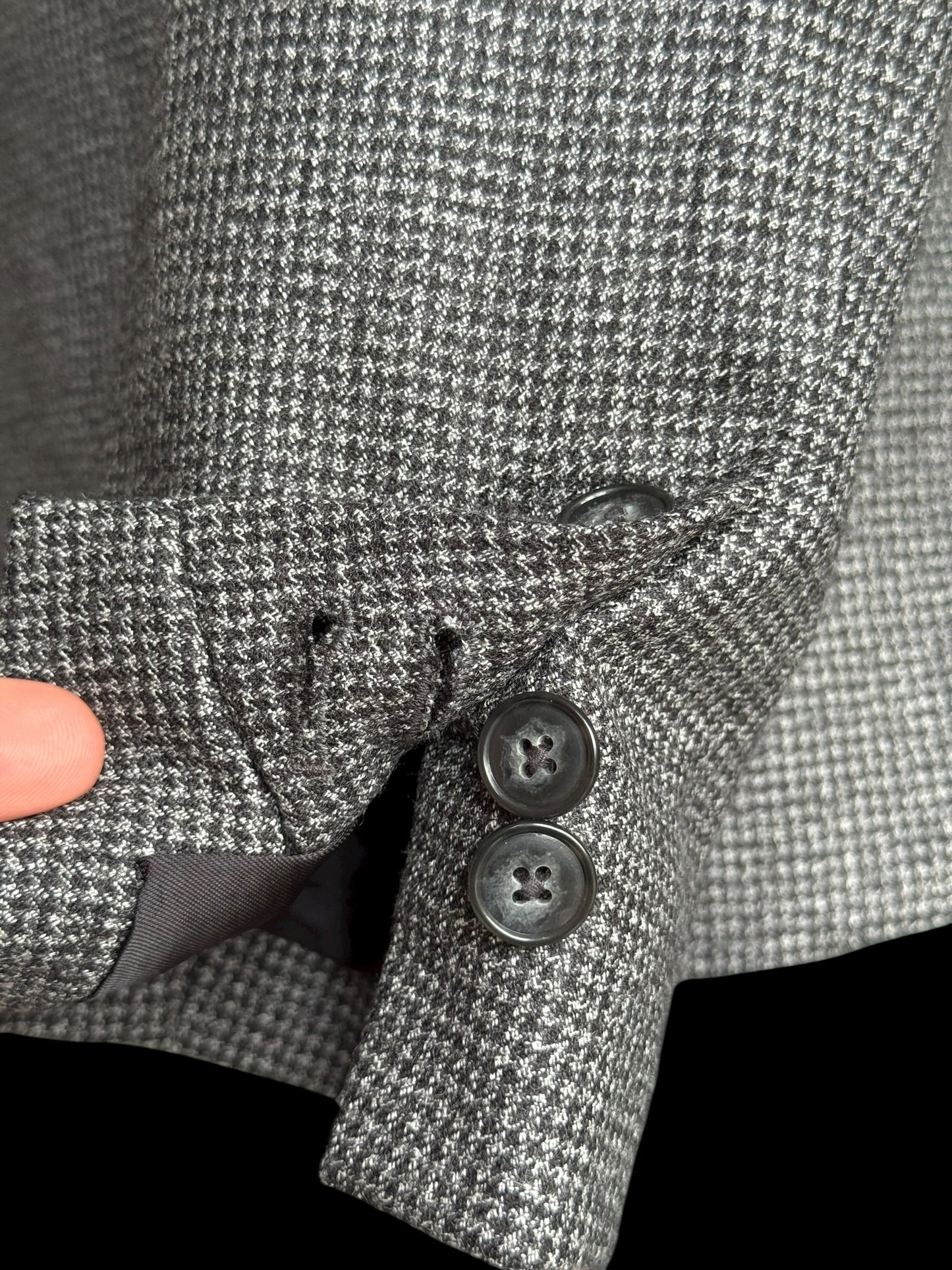 Clements & Church Drago Swing Wool Suit 38L / W32L Slim Fit Grey Houndstooth MTM