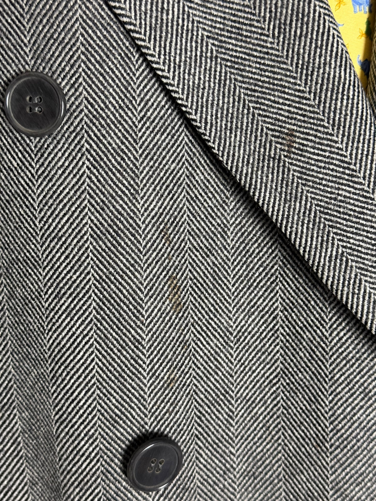 Vintage Chester Barrie Savile Row Double Breasted Herringbone Overcoat 42L