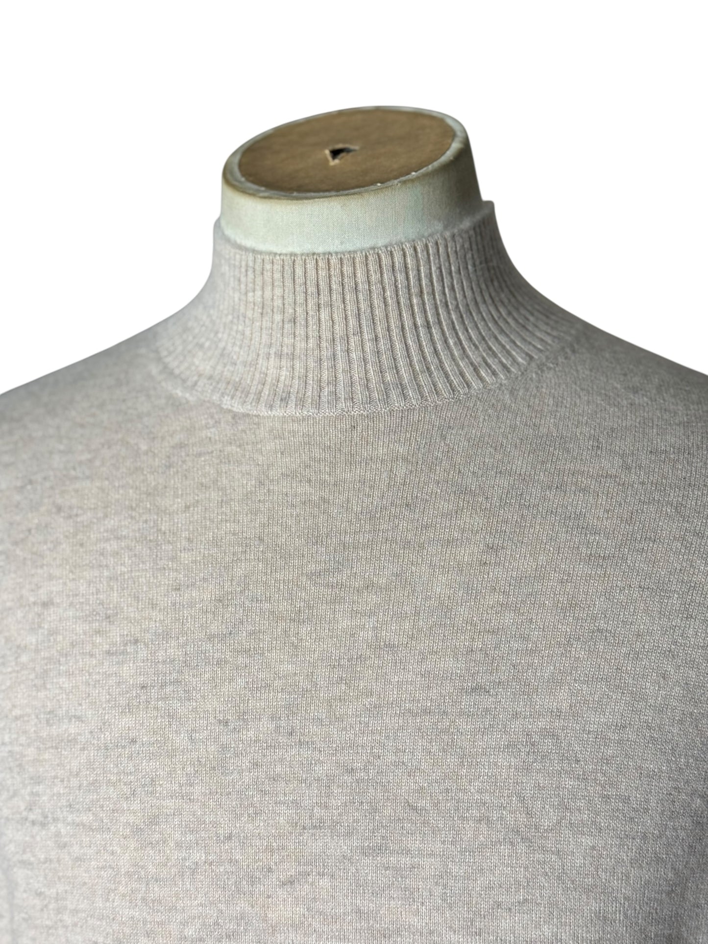Men’s N.Peal Cashmere Mock Neck Jumper Large Beige