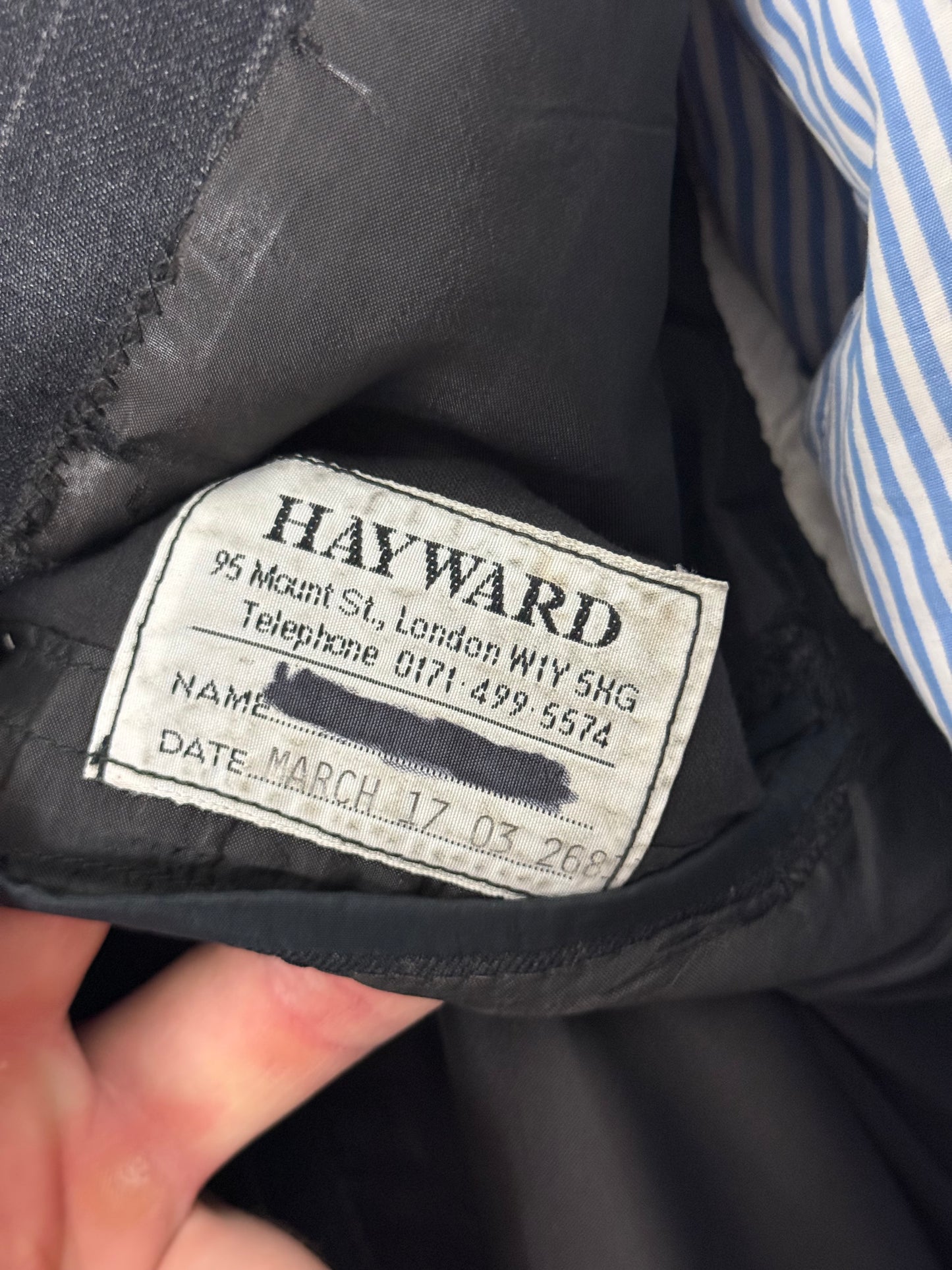 Bespoke Hayward Dark Grey Pinstripe Suit 43R/ W36R Savile Row 2 Btn