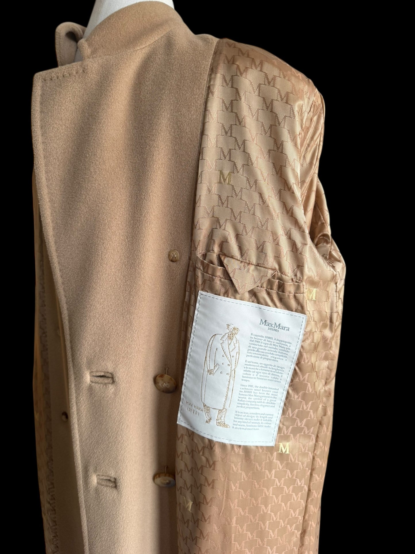 Max Mara 101801 Icon Madame Coat Camel Beige Cashmere Wool Oversized UK 8 10 12