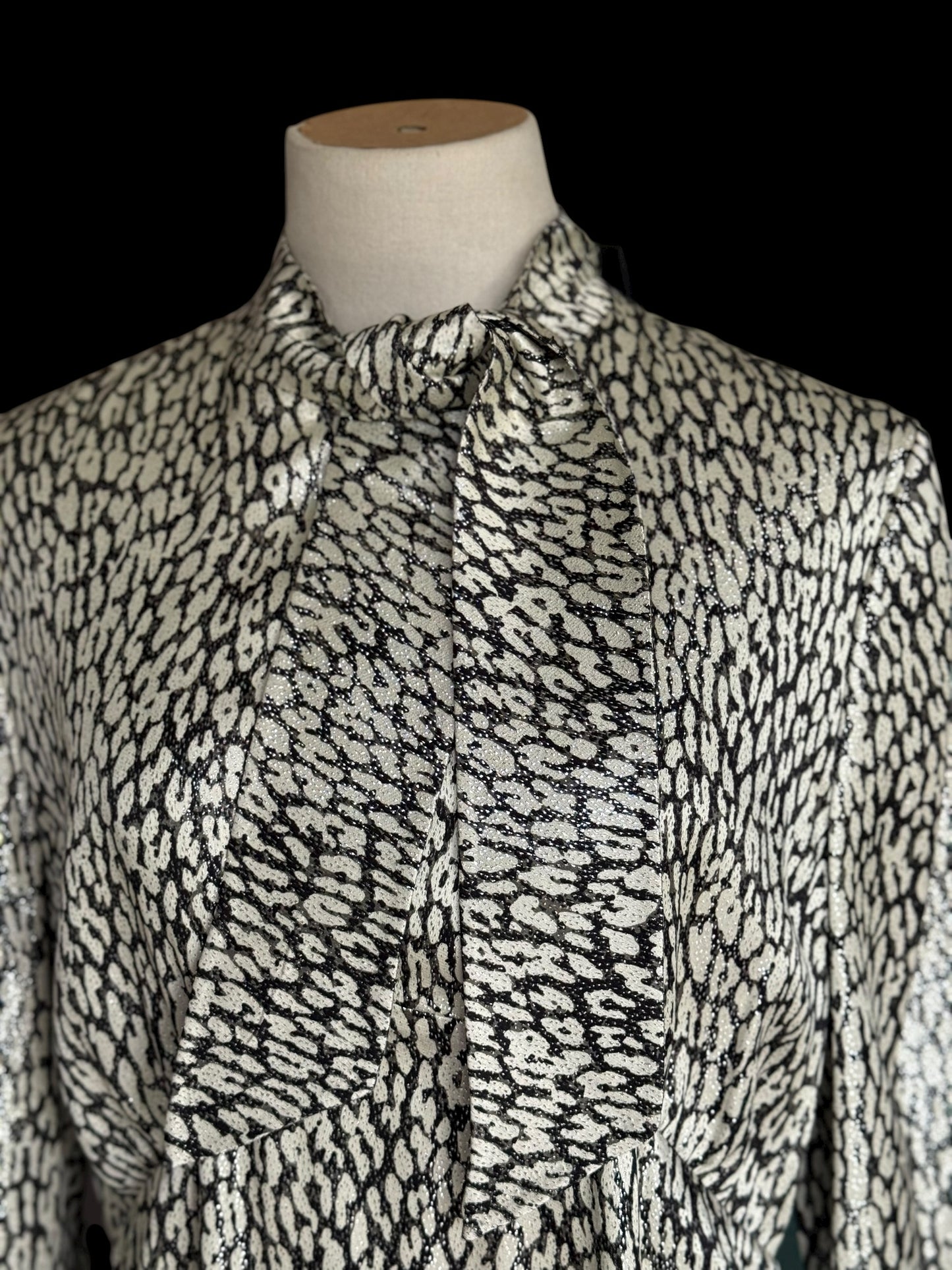 BNWT Saint Laurent Leopard Print Lam Silk Mini Evening Dress 44 RRP $2,290