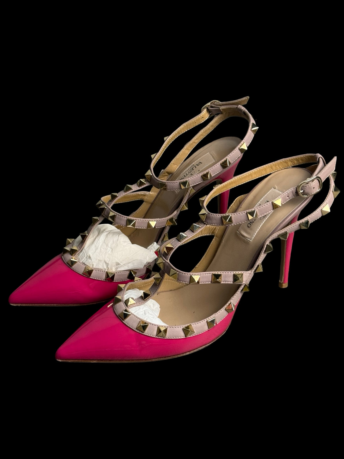Valentino Garavani Rockstud Ankle Strap Pumps Size EU40 UK7 Deep Pink Nude Pink